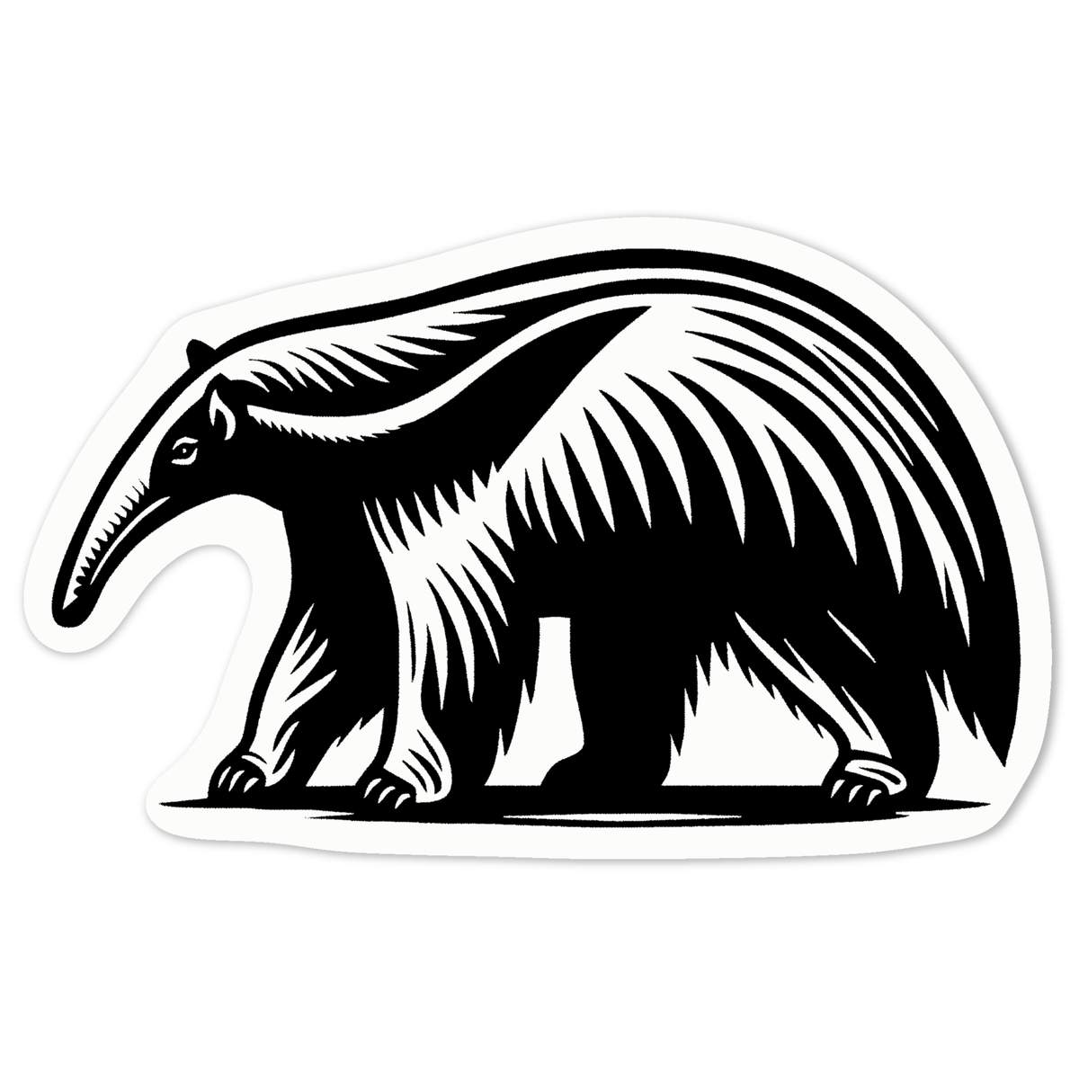 'Anteater Walking' Vinyl Decal Sticker - White, 10cm - Waterproof Permanent Graphic for Cars, Windows, Bins and Smooth Surfaces (DW00148161)
