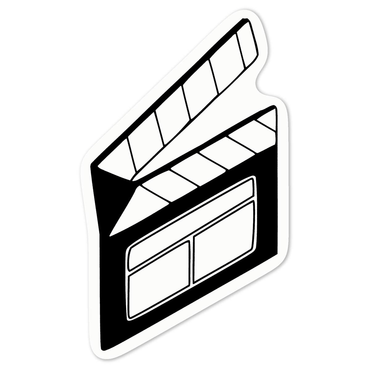 'Classic Film Clapboard' Vinyl Decal Sticker - White, 10cm - Waterproof Permanent Graphic for Cars, Windows, Bins and Smooth Surfaces (DW00181737)