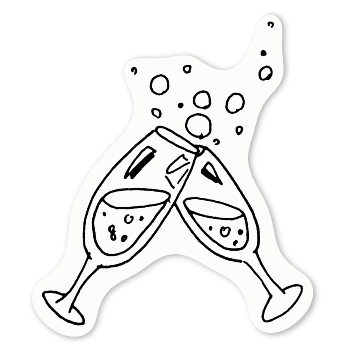 4 x 'Champagne Glasses' White Premium Vinyl Decal Stickers – Waterproof, Durable & Easy to Apply - For Car Bumpers, Windows, Bins & More - Small (50mm) (DW00005089)