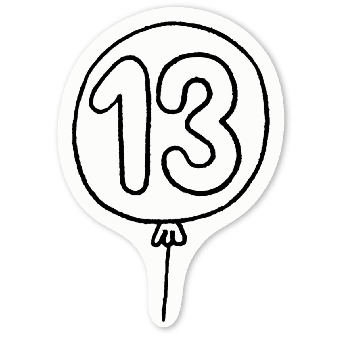 'Number 13 Balloon' Premium Vinyl Decal Stickers – Waterproof, Durable & Easy to Apply - Ideal for Cars, Windows, Bins and More (DW015213)