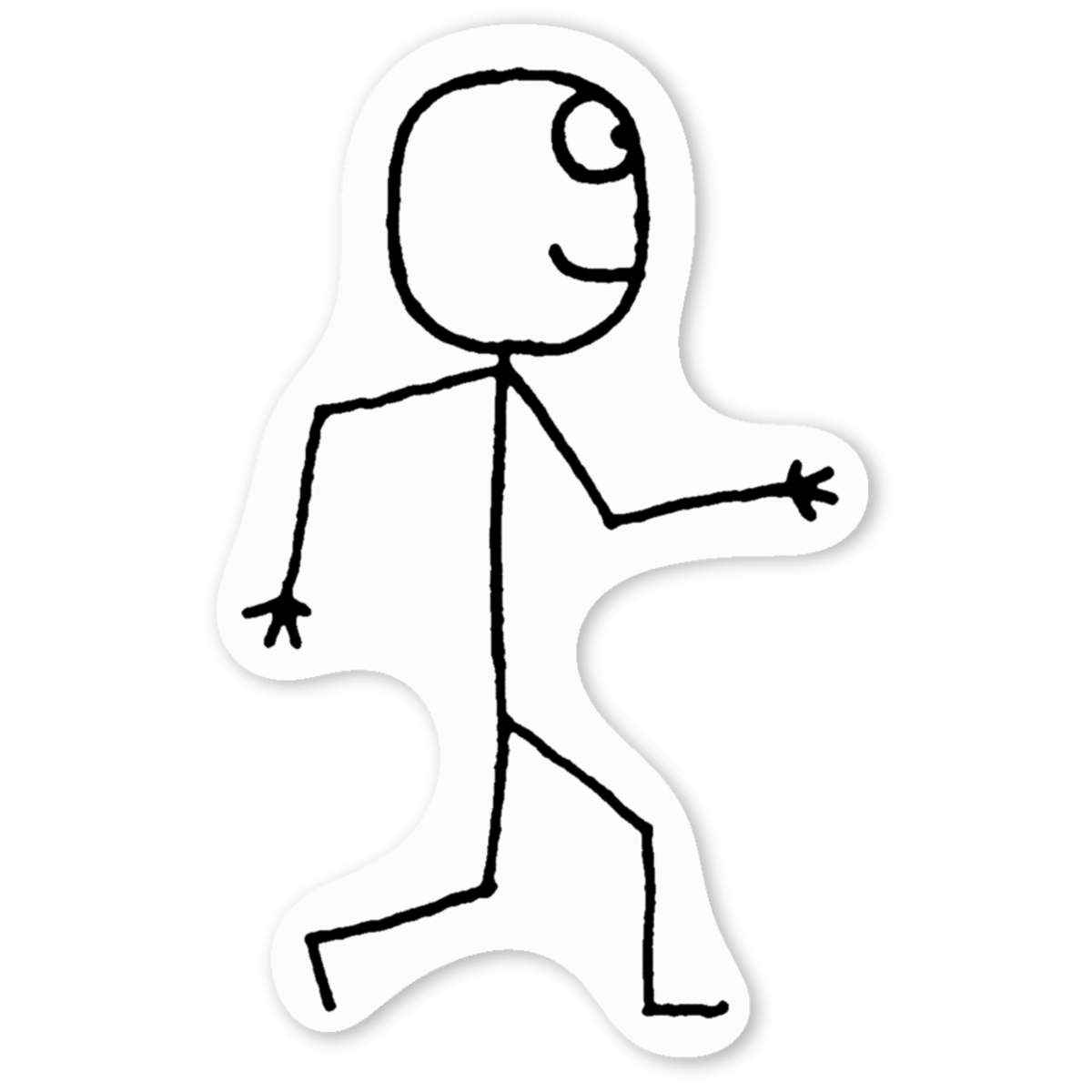 'Walking Stickman' White Vinyl Decal Sticker - Waterproof Permanent Vinyl Decal for Cars, Windows and Bins (DW016326)