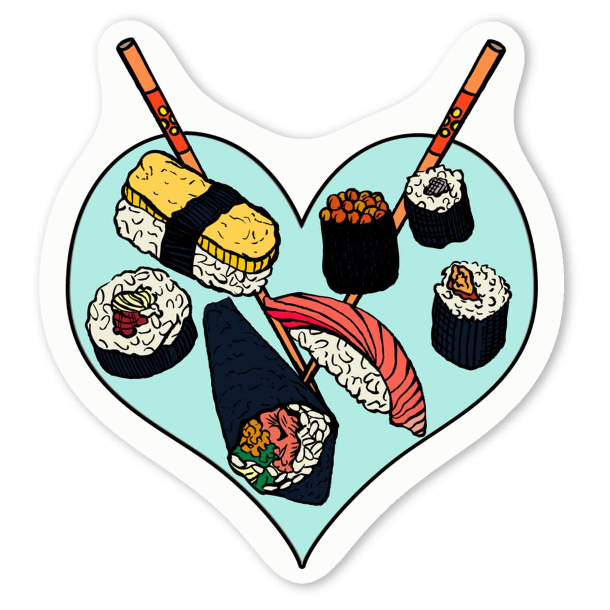 'Love Sushi' Premium Vinyl Decal Stickers – Waterproof, Durable & Easy to Apply - Ideal for Cars, Windows, Bins and More (DW020536)