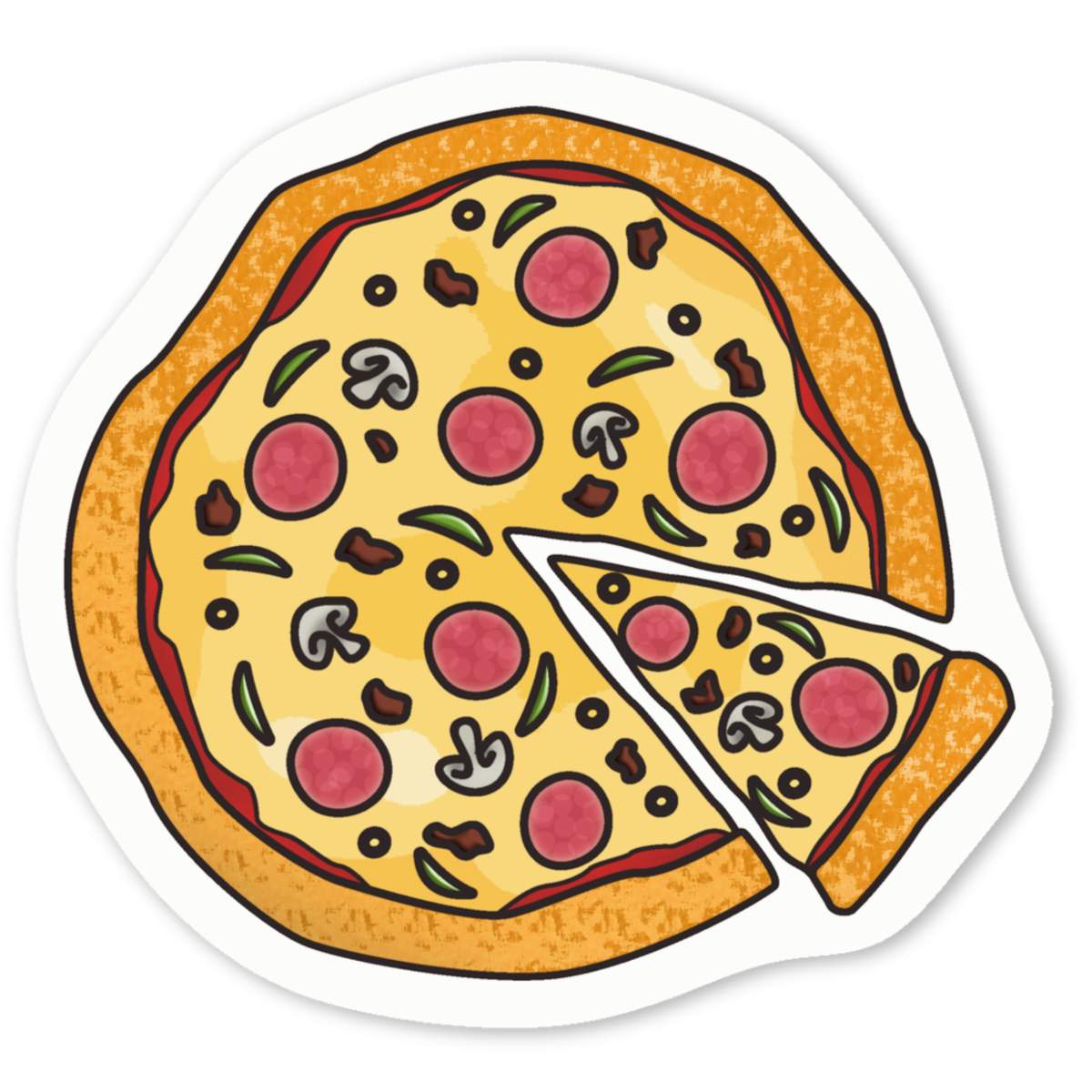 4 x 'Pizza' White Premium Vinyl Decal Stickers – Waterproof, Durable & Easy to Apply - For Car Bumpers, Windows, Bins & More - Small (50mm) (DW00032413)