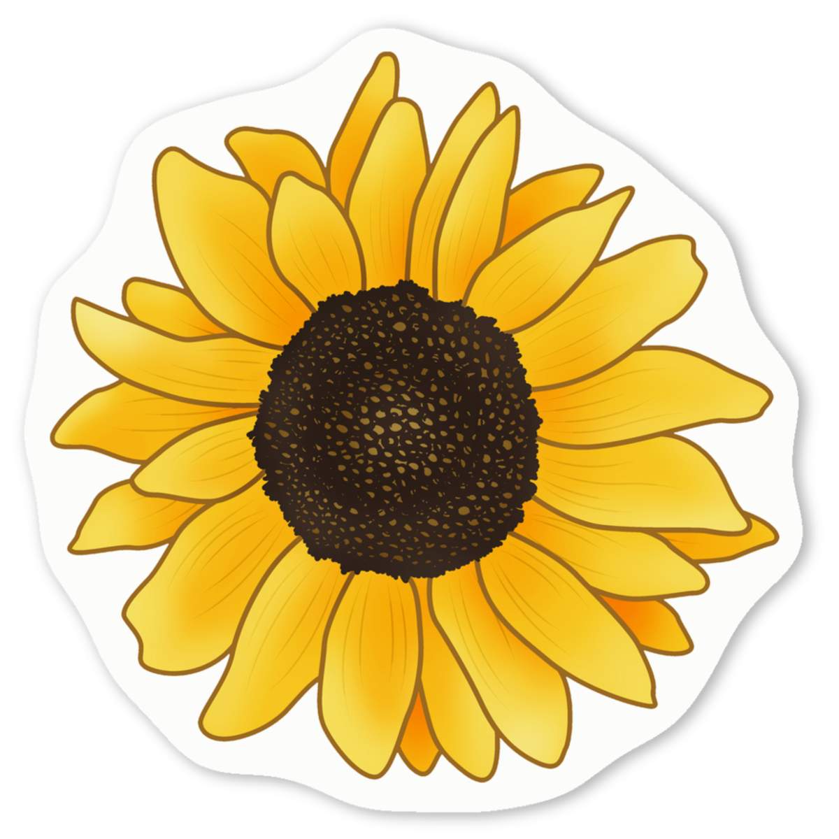 'Sunflower' White Vinyl Decal Sticker - Waterproof Permanent Vinyl Decal for Cars, Windows and Bins (DW022860)