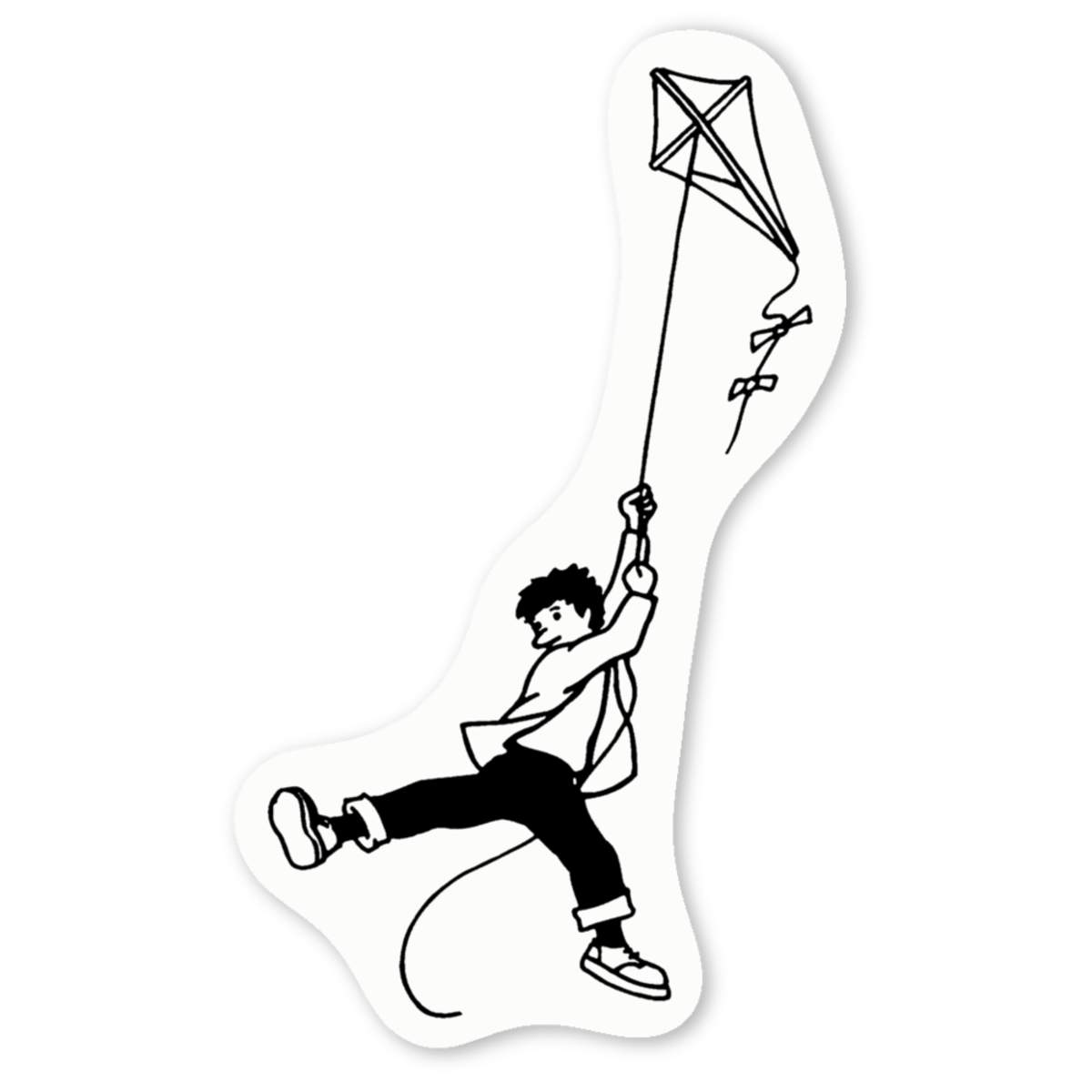 4 x 'Boy With Kite' Vinyl Decal Stickers - White, 5cm - Waterproof Permanent Graphic for Cars, Windows, Bins and Smooth Surfaces (DW00034637)