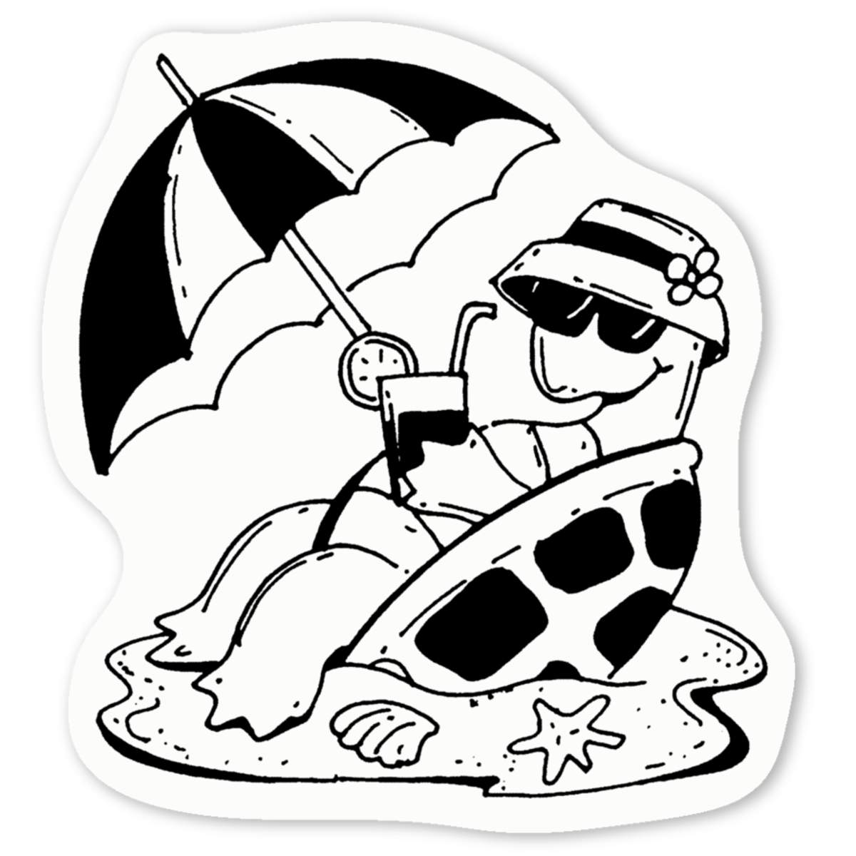 4 x 'Chilled Out Tortoise' White Premium Vinyl Decal Stickers – Waterproof, Durable & Easy to Apply - For Car Bumpers, Windows, Bins & More - Small (50mm) (DW00042725)