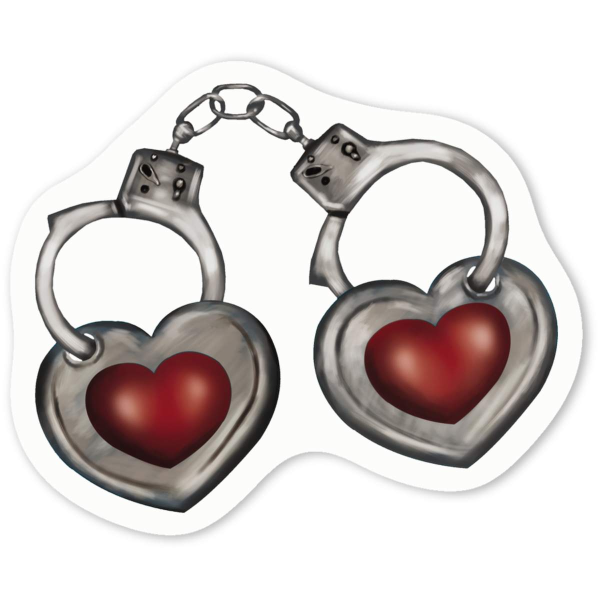 'Heart Handcuffs' Premium Vinyl Decal Stickers – Waterproof, Durable & Easy to Apply - Ideal for Cars, Windows, Bins and More (DW027044)