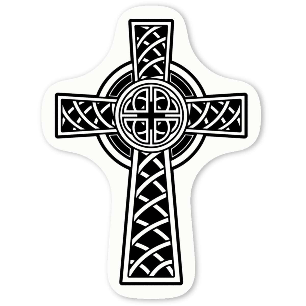 4 x 'Celtic Cross' Vinyl Decal Stickers - White, 5cm - Knotwork Symbol Heritage - Waterproof Permanent Graphic for Cars, Windows, Bins and Smooth Surfaces (DW00050197)