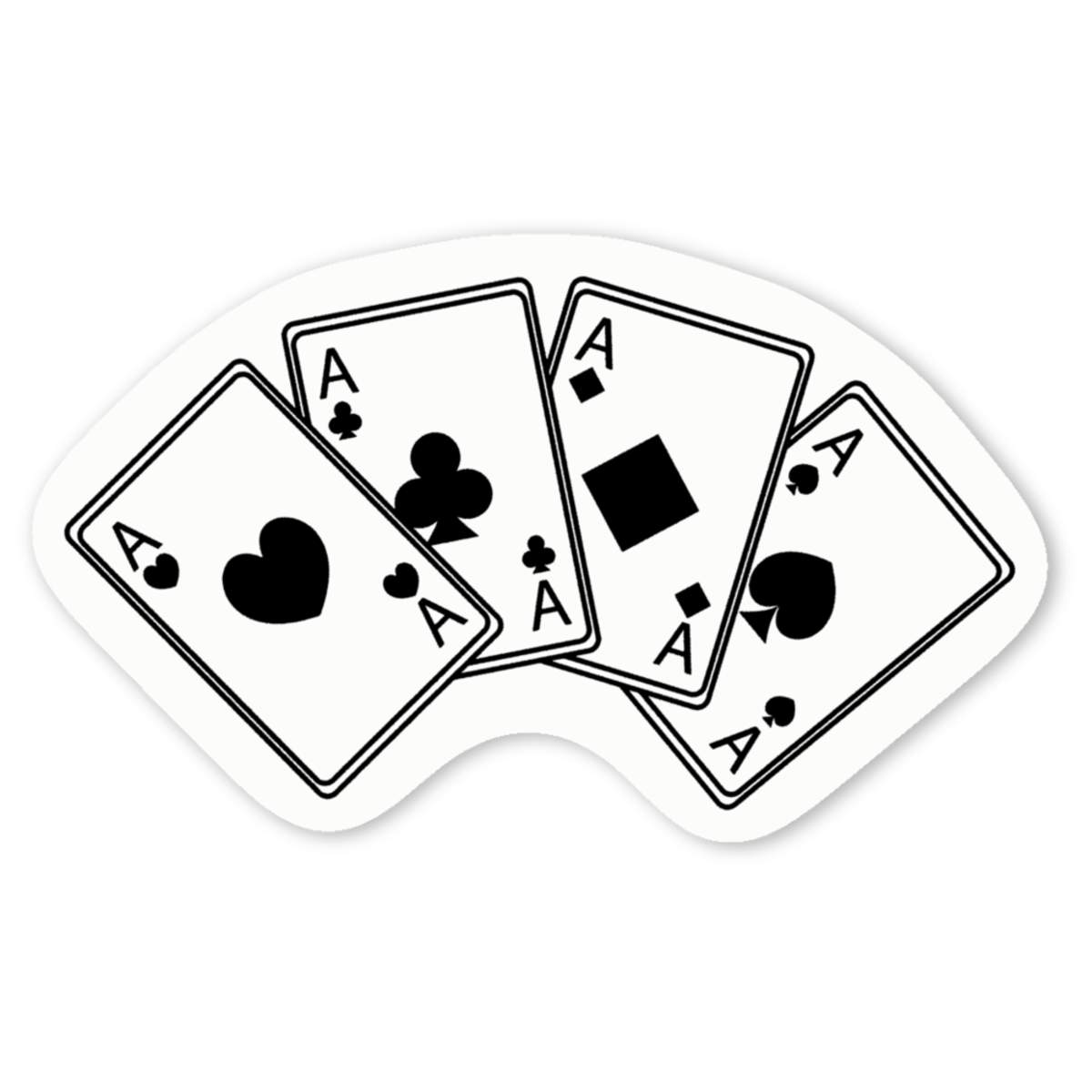 4 x 'Aces Playing Cards' Vinyl Decal Stickers - White, 5cm - Waterproof Permanent Graphic for Cars, Windows, Bins and Smooth Surfaces (DW00051853)