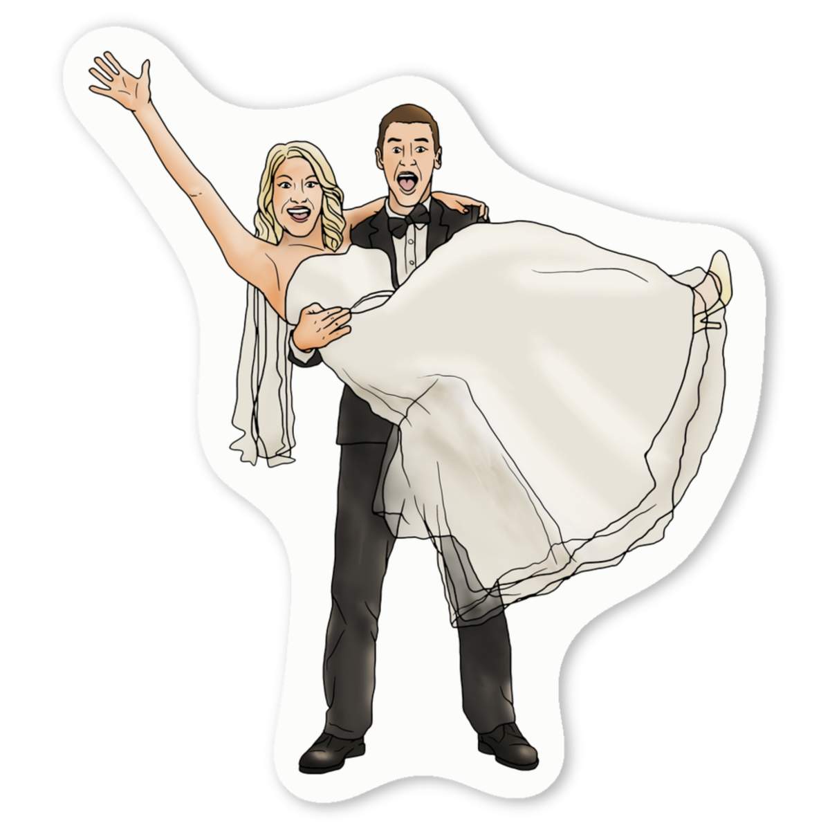 'Happy Bride & Groom' Premium Vinyl Decal Stickers – Waterproof, Durable & Easy to Apply - Ideal for Cars, Windows, Bins and More (DW030481)