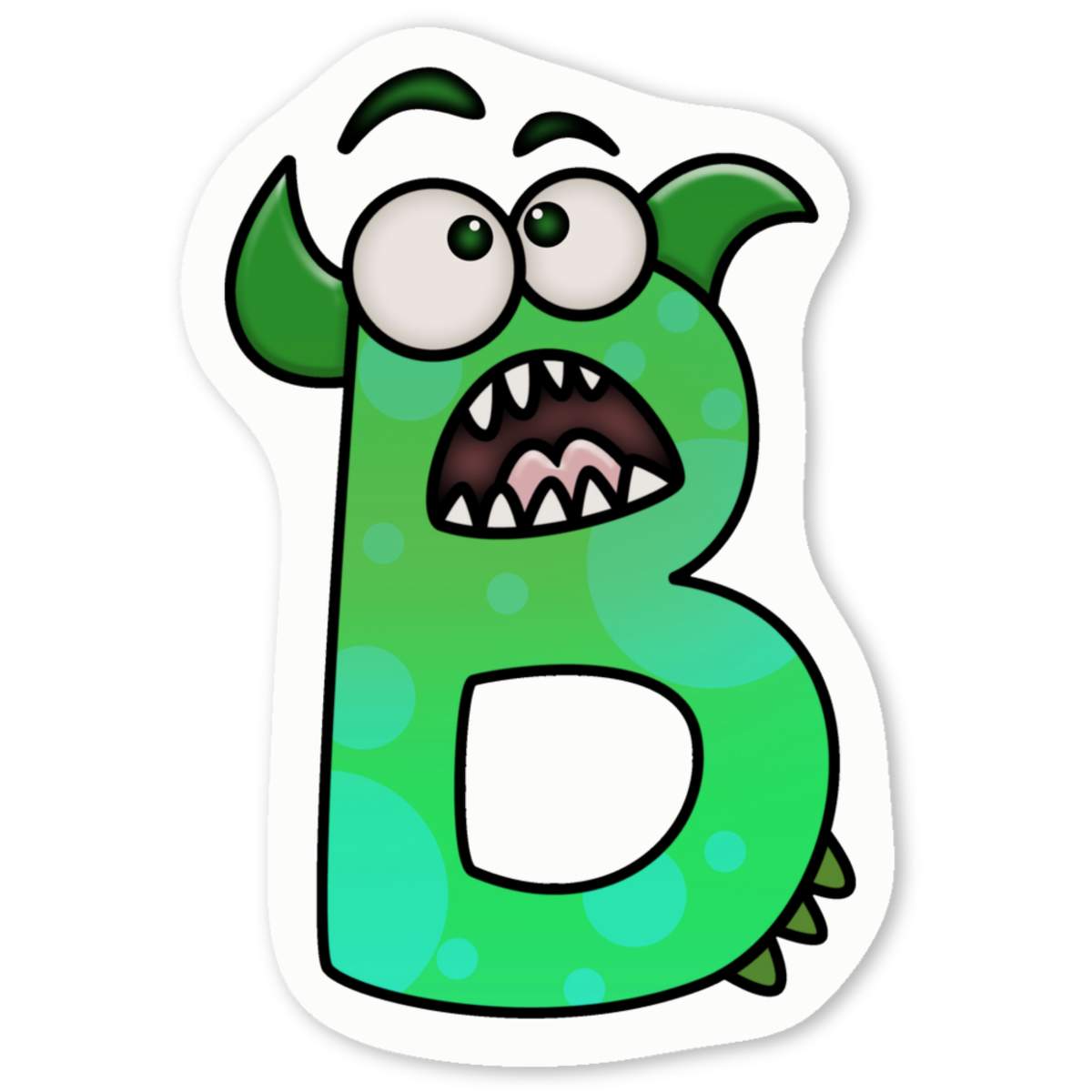 'Letter B Monster' Premium Vinyl Decal Stickers – Waterproof, Durable & Easy to Apply - Ideal for Cars, Windows, Bins and More (DW030680)