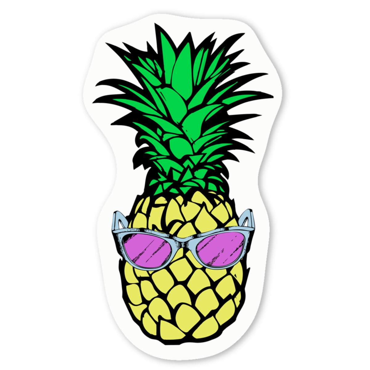 4 x 'Cool Pineapple' White Premium Vinyl Decal Stickers – Waterproof, Durable & Easy to Apply - For Car Bumpers, Windows, Bins & More - Small (50mm) (DW00055681)