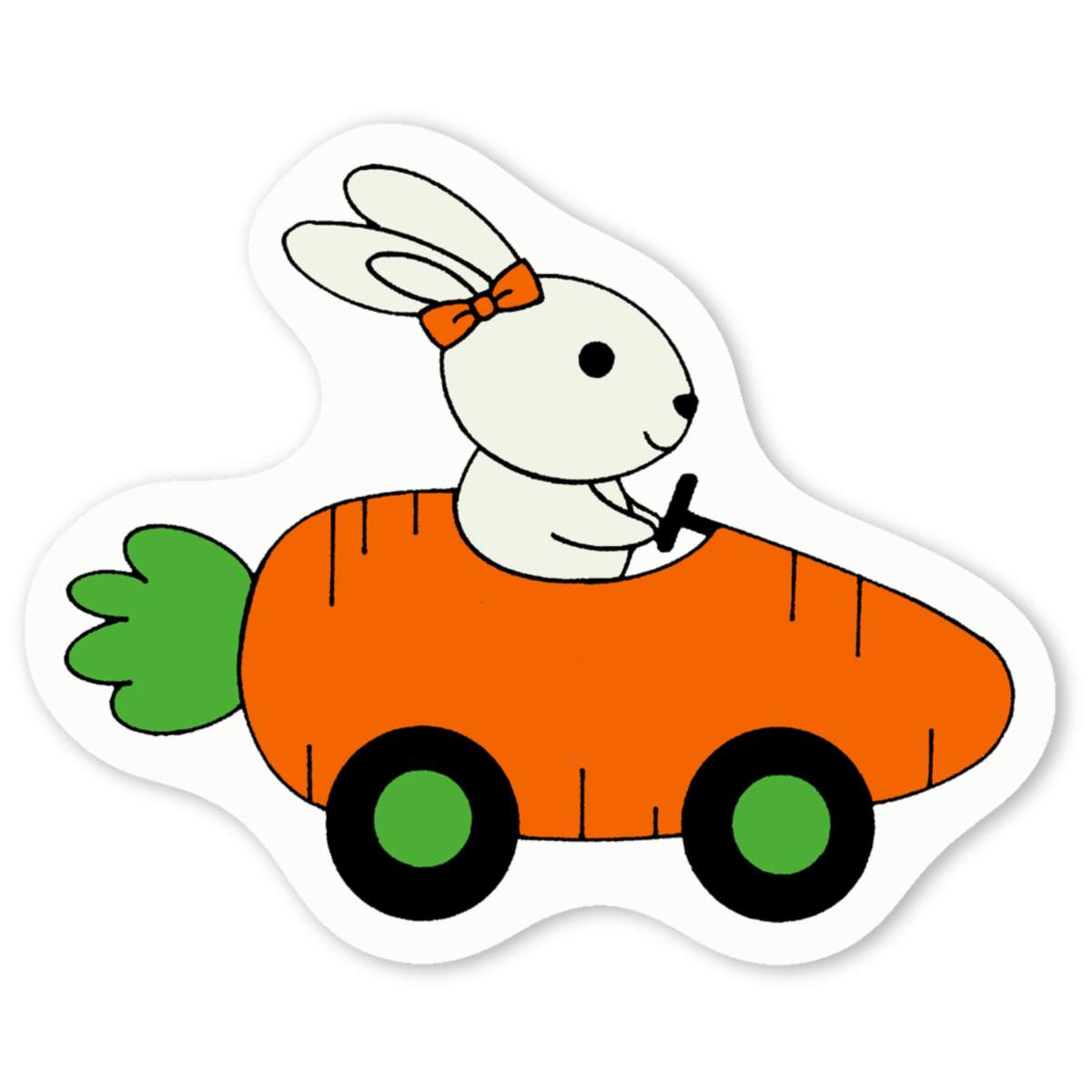 'Rabbit Driving Carrot Car' Premium Vinyl Decal Stickers – Waterproof, Durable & Easy to Apply - Ideal for Cars, Windows, Bins and More (DW034559)
