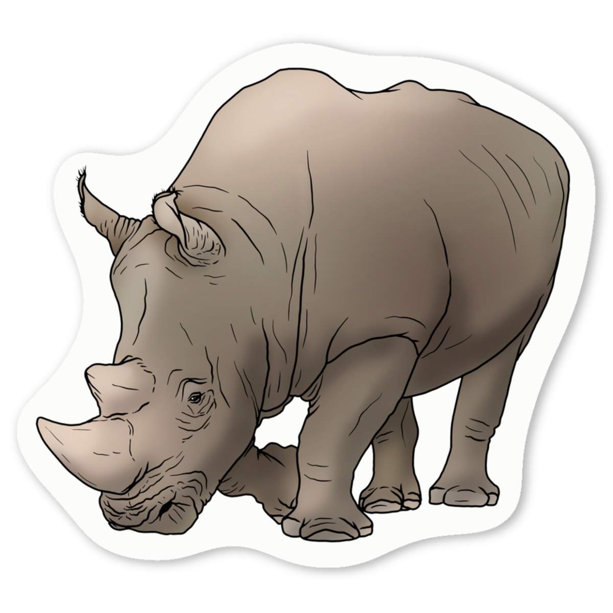 'Rhino' Premium Vinyl Decal Stickers – Waterproof, Durable & Easy to Apply - Ideal for Cars, Windows, Bins and More (DW035544)