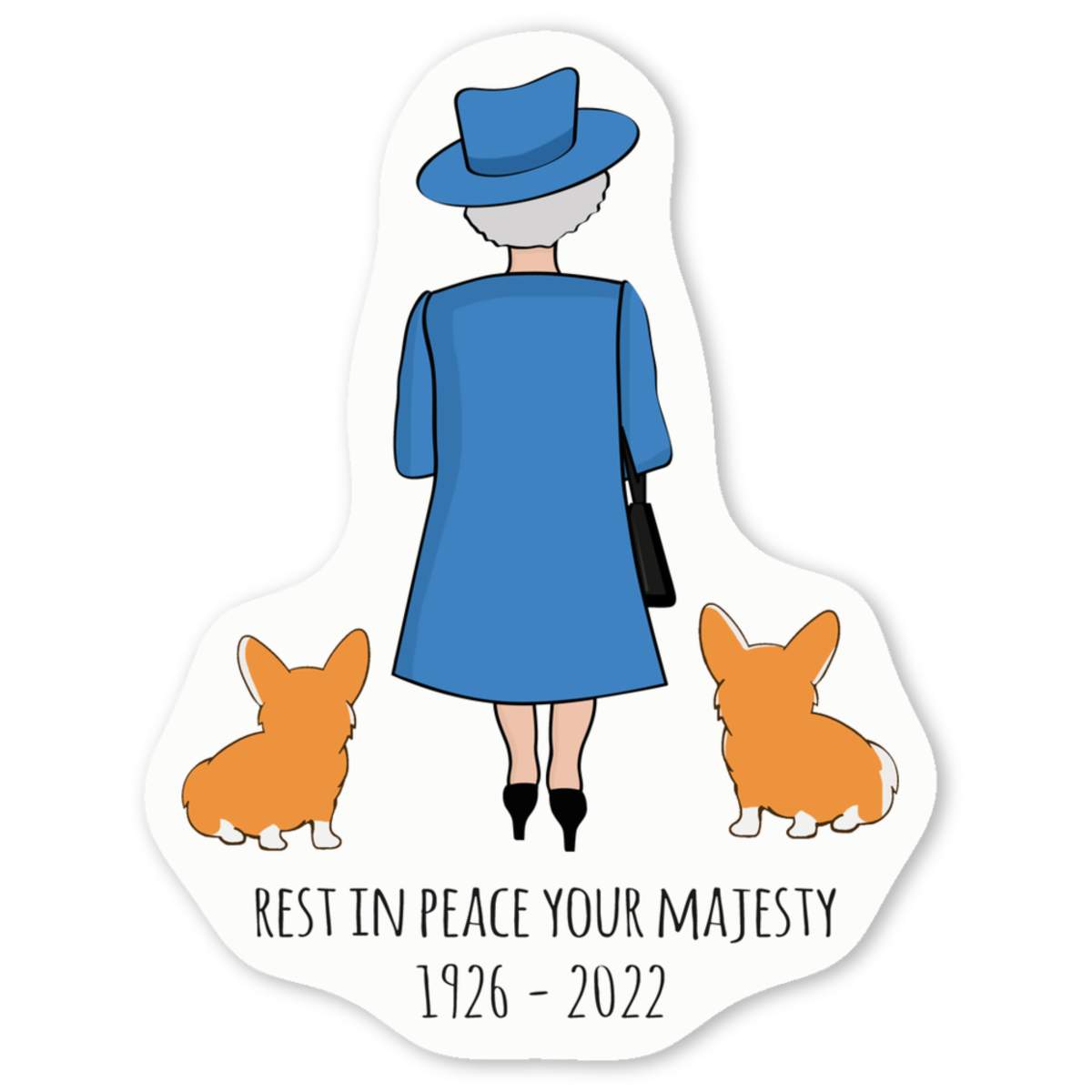 'RIP Queen & Corgies' Premium Vinyl Decal Stickers – Waterproof, Durable & Easy to Apply - Ideal for Cars, Windows, Bins and More (DW036151)