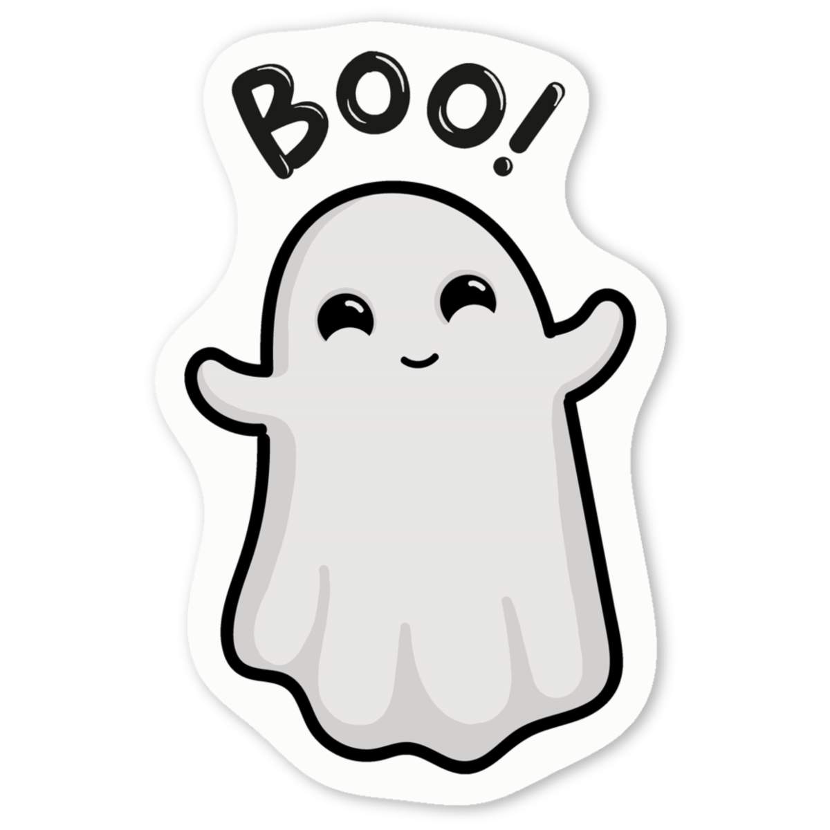 'Boo! Halloween Ghost' White Vinyl Decal Sticker - Waterproof Permanent Vinyl Decal for Cars, Windows and Bins (DW036179)