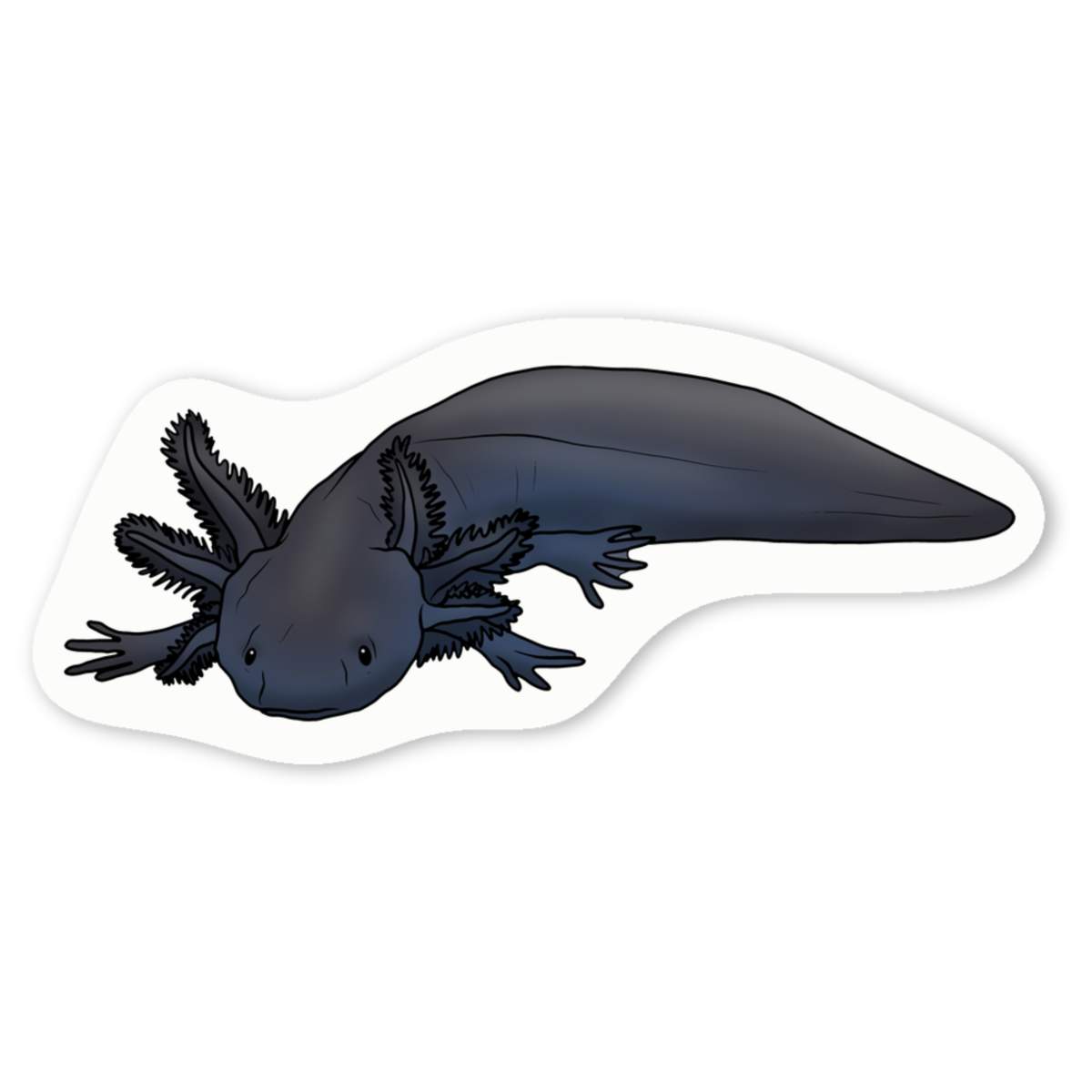 4 x 'Black Axolotl' White Premium Vinyl Decal Stickers – Waterproof, Durable & Easy to Apply - For Car Bumpers, Windows, Bins & More - Small (50mm) (DW00071113)