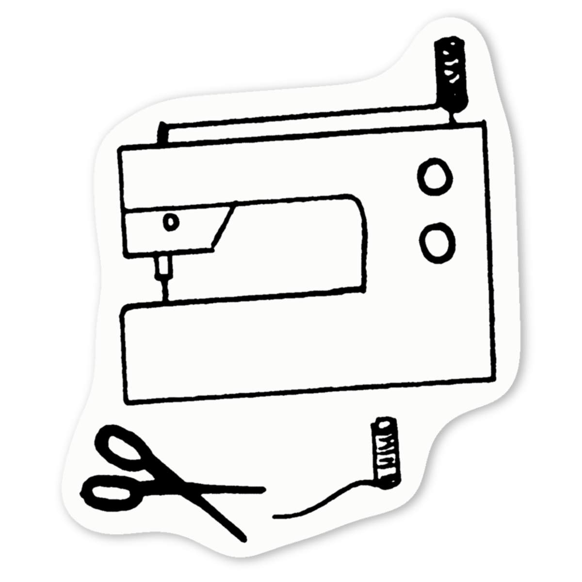 'Sewing Machine & Scissors' Premium Vinyl Decal Stickers – Waterproof, Durable & Easy to Apply - Ideal for Cars, Windows, Bins and More (DW037205)