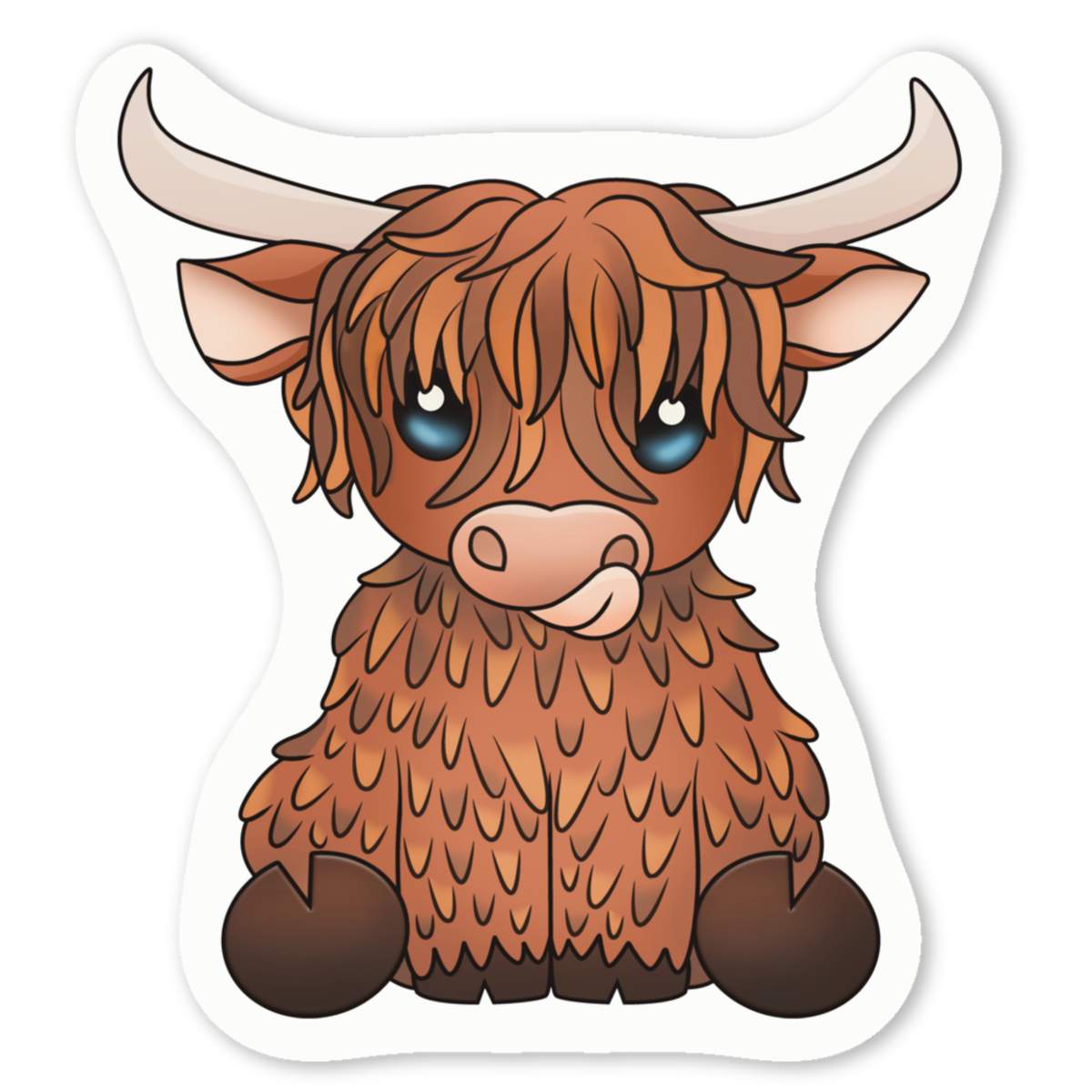 'Highland Cow' White Vinyl Decal Sticker - Shaggy Scottish Cattle Farm Art - Waterproof Permanent Vinyl Decal for Cars, Windows and Bins (DW037311)