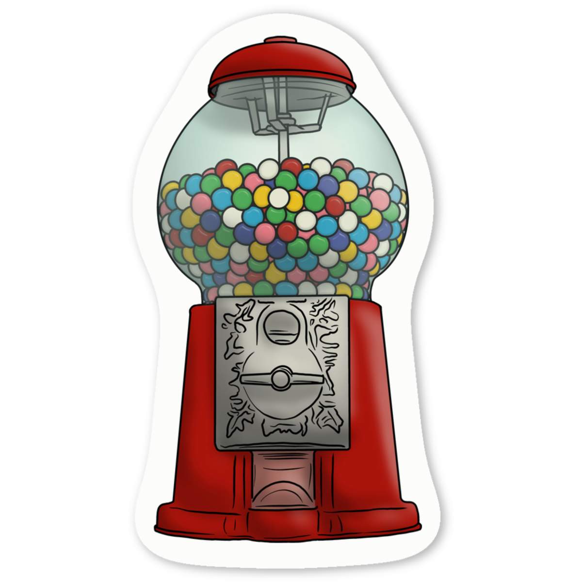 'Gumball Machine' White Vinyl Decal Sticker - Waterproof Permanent Vinyl Decal for Cars, Windows and Bins (DW037374)