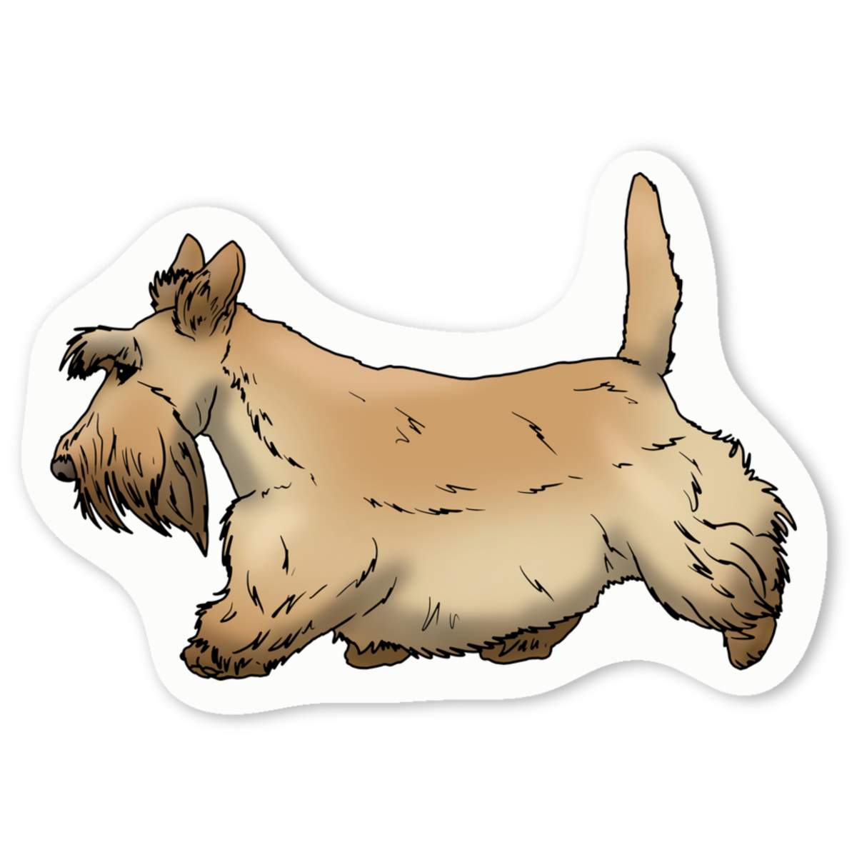 'Walking Scottish Terrier' White Vinyl Decal Sticker - Waterproof Permanent Vinyl Decal for Cars, Windows and Bins (DW038039)