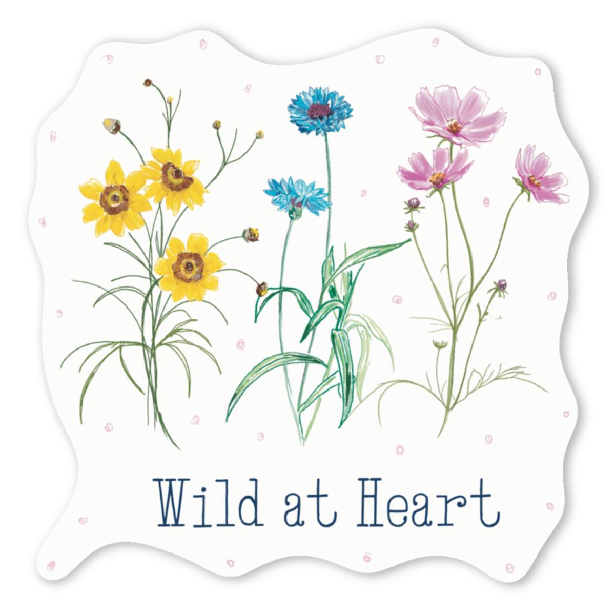 4 x 'Wild at heart flowers ' White Premium Vinyl Decal Stickers – Waterproof, Durable & Easy to Apply - For Car Bumpers, Windows, Bins & More - Small (50mm) (DW00085808)