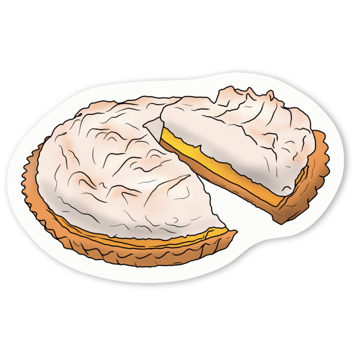 4 x 'Lemon Meringue Pie' White Premium Vinyl Decal Stickers – Waterproof, Durable & Easy to Apply - For Car Bumpers, Windows, Bins & More - Small (50mm) (DW00086132)
