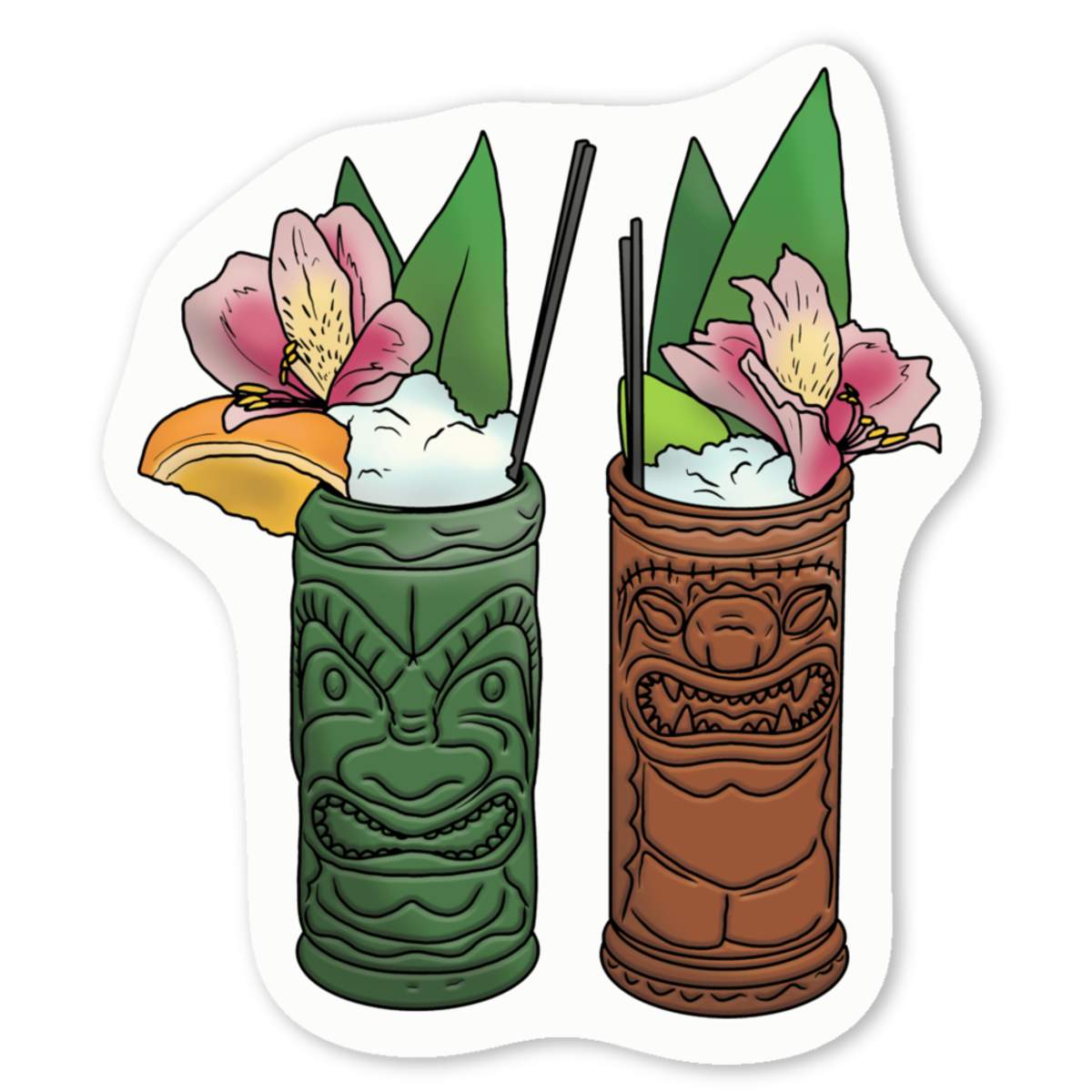 'Tiki Cocktails' Premium Vinyl Decal Stickers – Waterproof, Durable & Easy to Apply - Ideal for Cars, Windows, Bins and More (DW038699)
