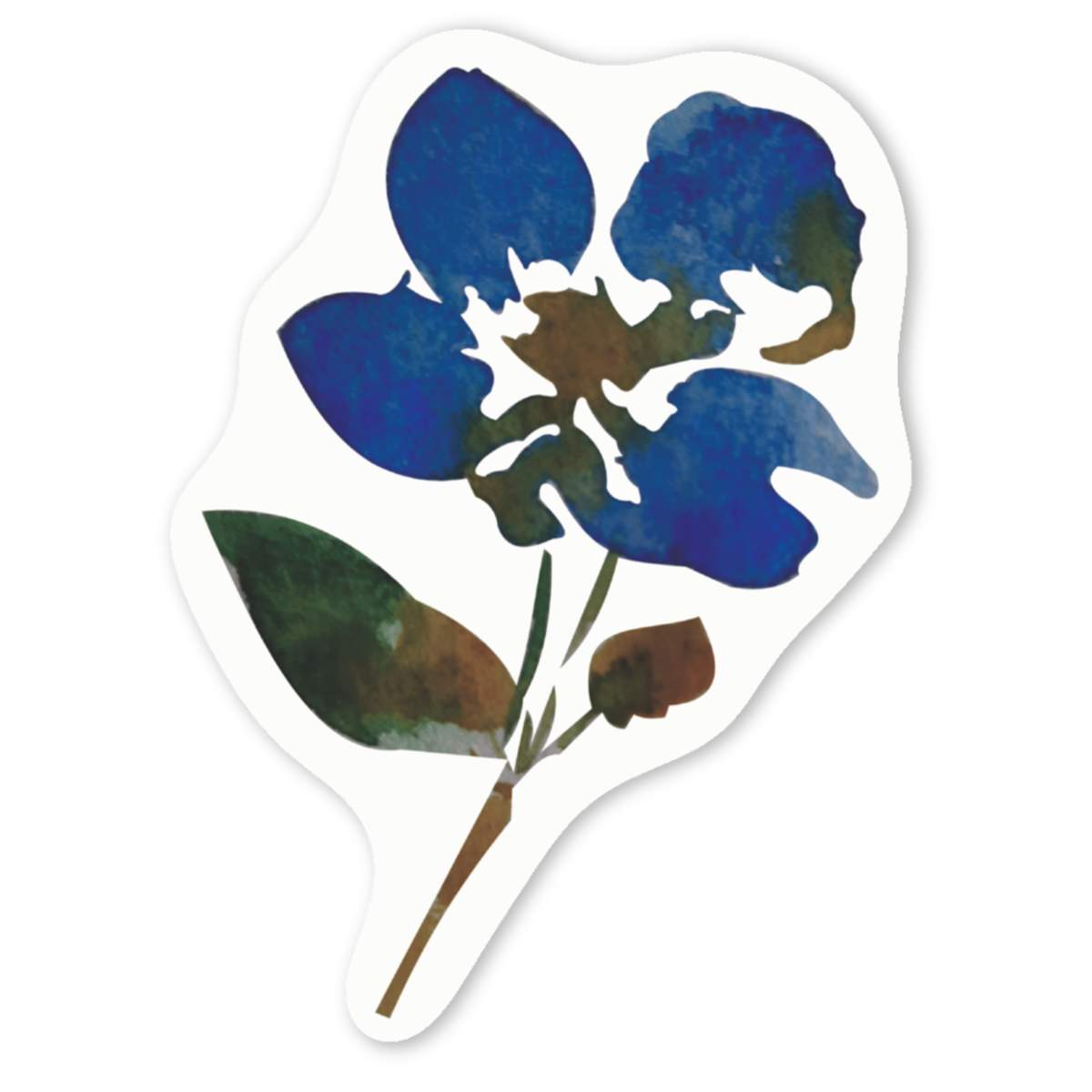 4 x 'blue flowers' White Premium Vinyl Decal Stickers – Waterproof, Durable & Easy to Apply - For Car Bumpers, Windows, Bins & More - Small (50mm) (DW00089660)