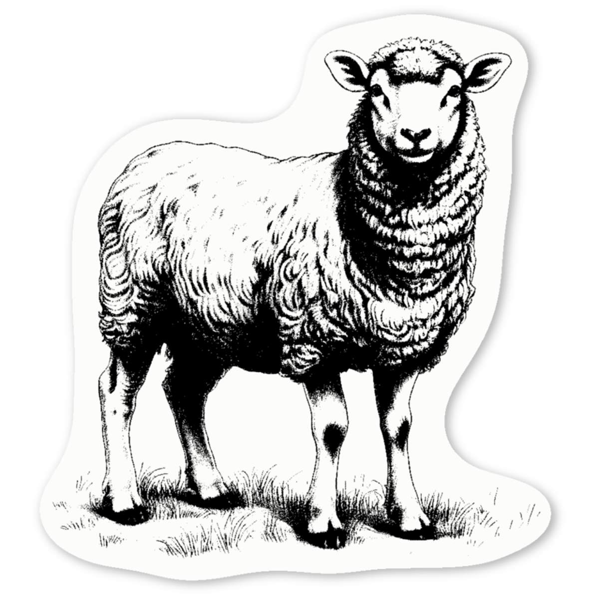 'Sheep' White Vinyl Decal Sticker - Waterproof Permanent Vinyl Decal for Cars, Windows and Bins (DW040599)