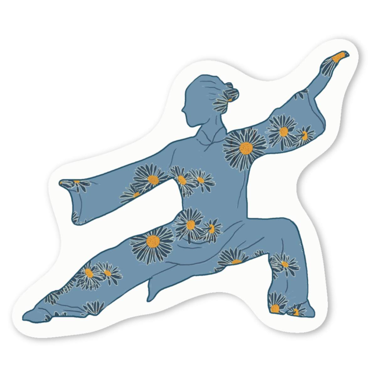 'Tai Chi floral lady ' White Vinyl Decal Sticker - Waterproof Permanent Vinyl Decal for Cars, Windows and Bins (DW041087)