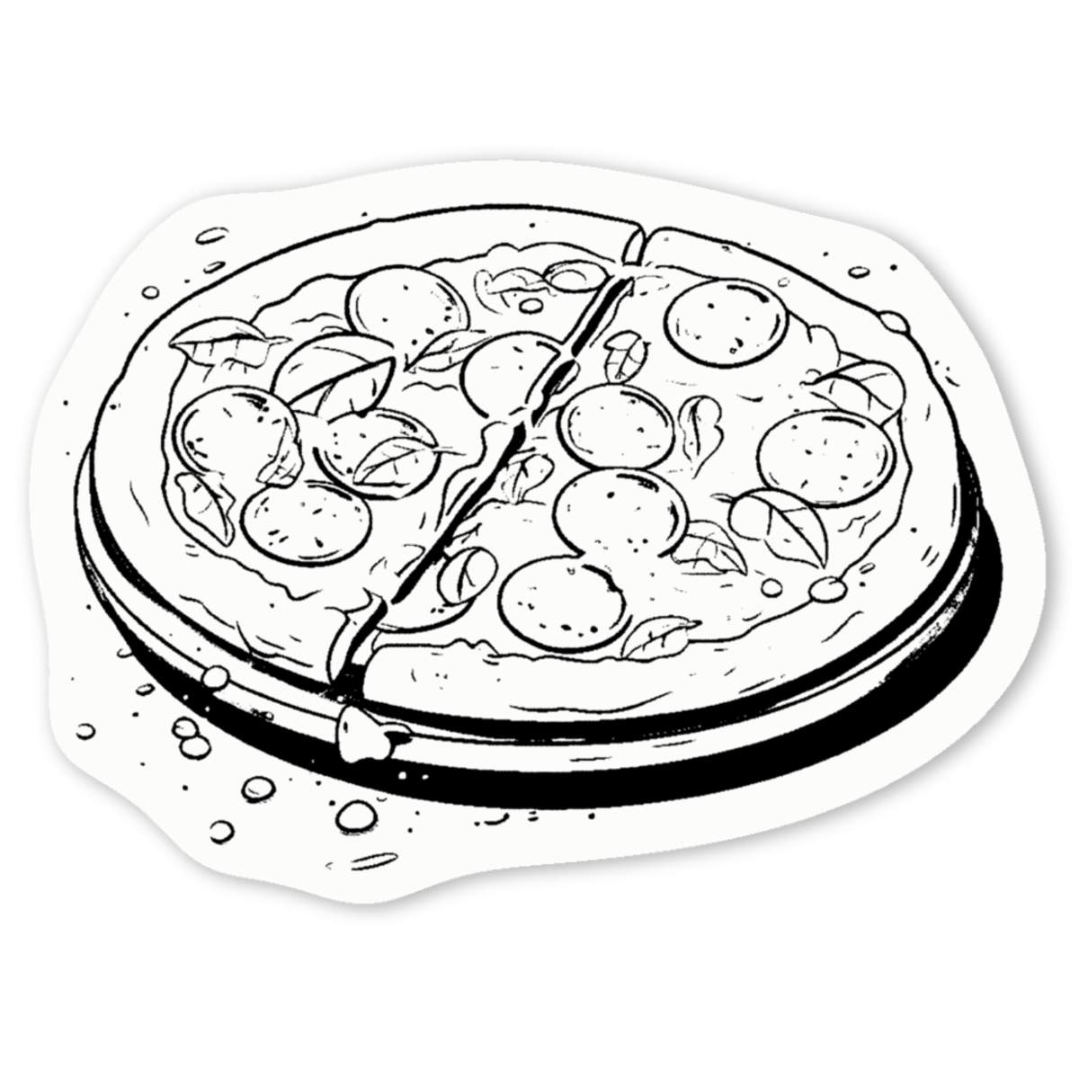 4 x 'pizza' White Premium Vinyl Decal Stickers – Waterproof, Durable & Easy to Apply - For Car Bumpers, Windows, Bins & More - Small (50mm) (DW00098932)