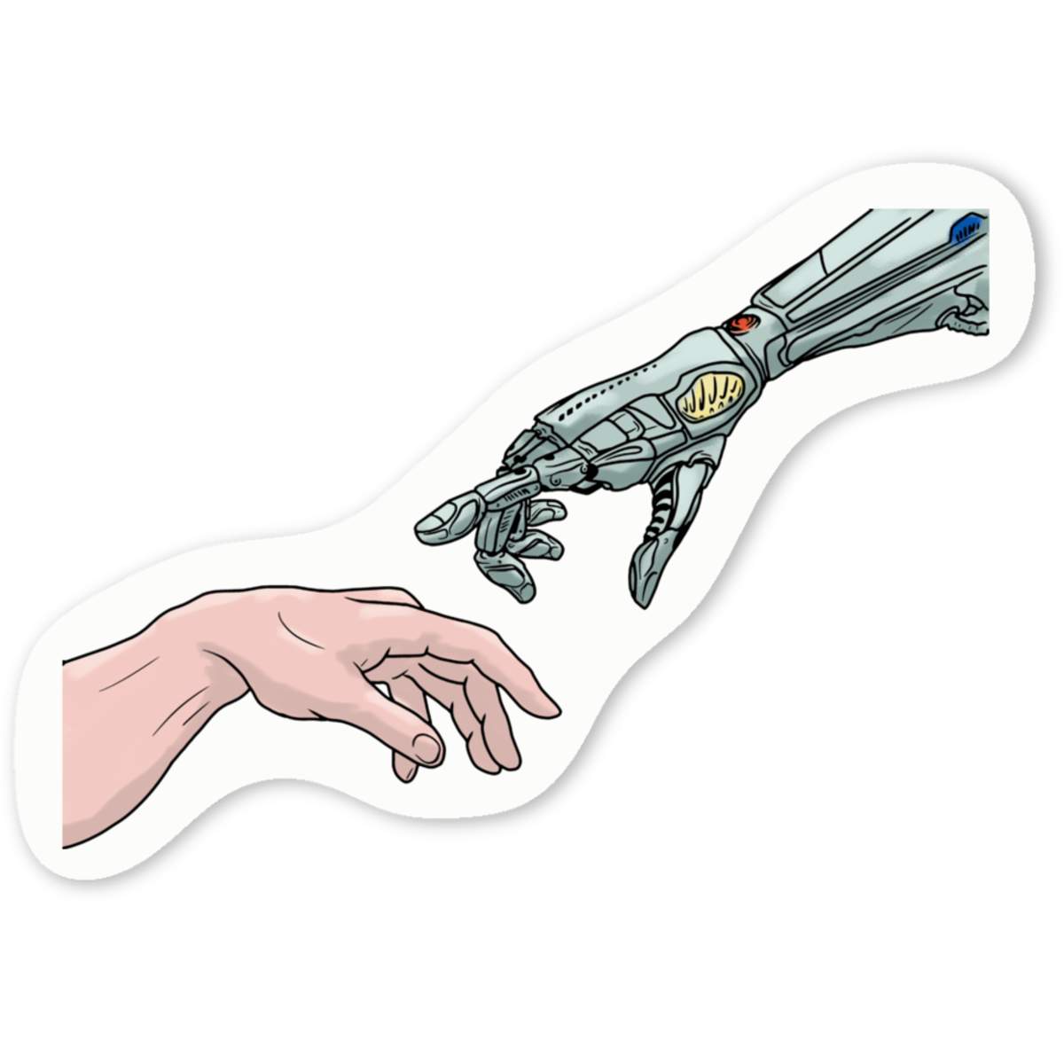 'Human & Robot Hands Touch' Premium Vinyl Decal Stickers – Waterproof, Durable & Easy to Apply - Ideal for Cars, Windows, Bins and More (DW042953)