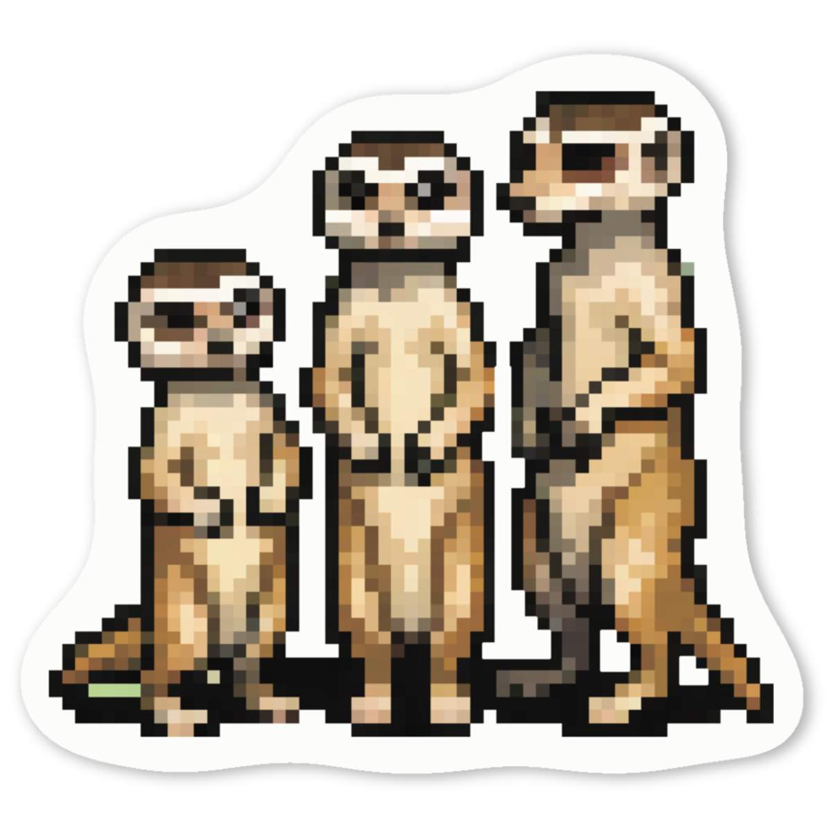 'Pixel Art Meerkat Family' Premium Vinyl Decal Stickers – Waterproof, Durable & Easy to Apply - Ideal for Cars, Windows, Bins and More (DW043958)