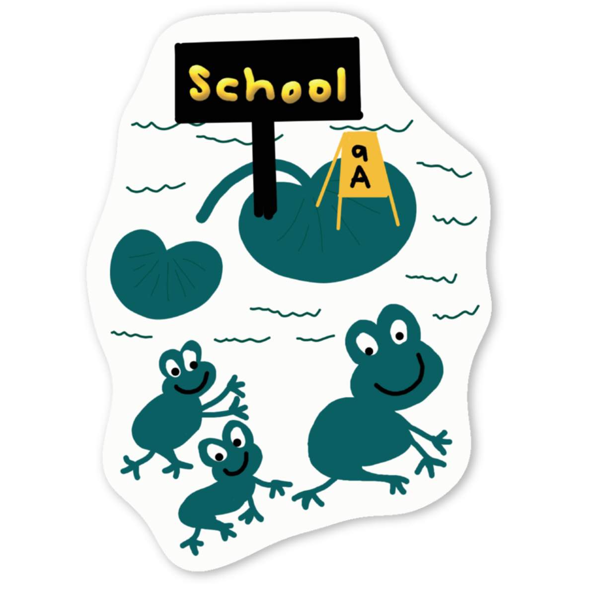 'Frogs Going to School' Premium Vinyl Decal Stickers – Waterproof, Durable & Easy to Apply - Ideal for Cars, Windows, Bins and More (DW044314)