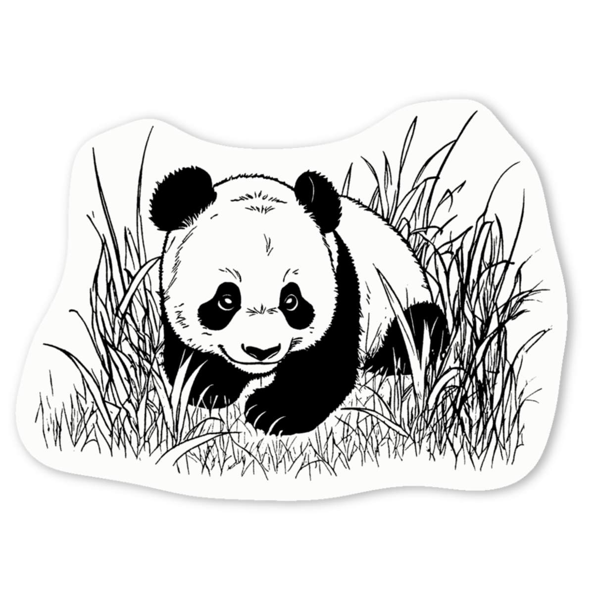 'Panda Cub In Long Grass' Premium Vinyl Decal Stickers – Waterproof, Durable & Easy to Apply - Ideal for Cars, Windows, Bins and More (DW044954)