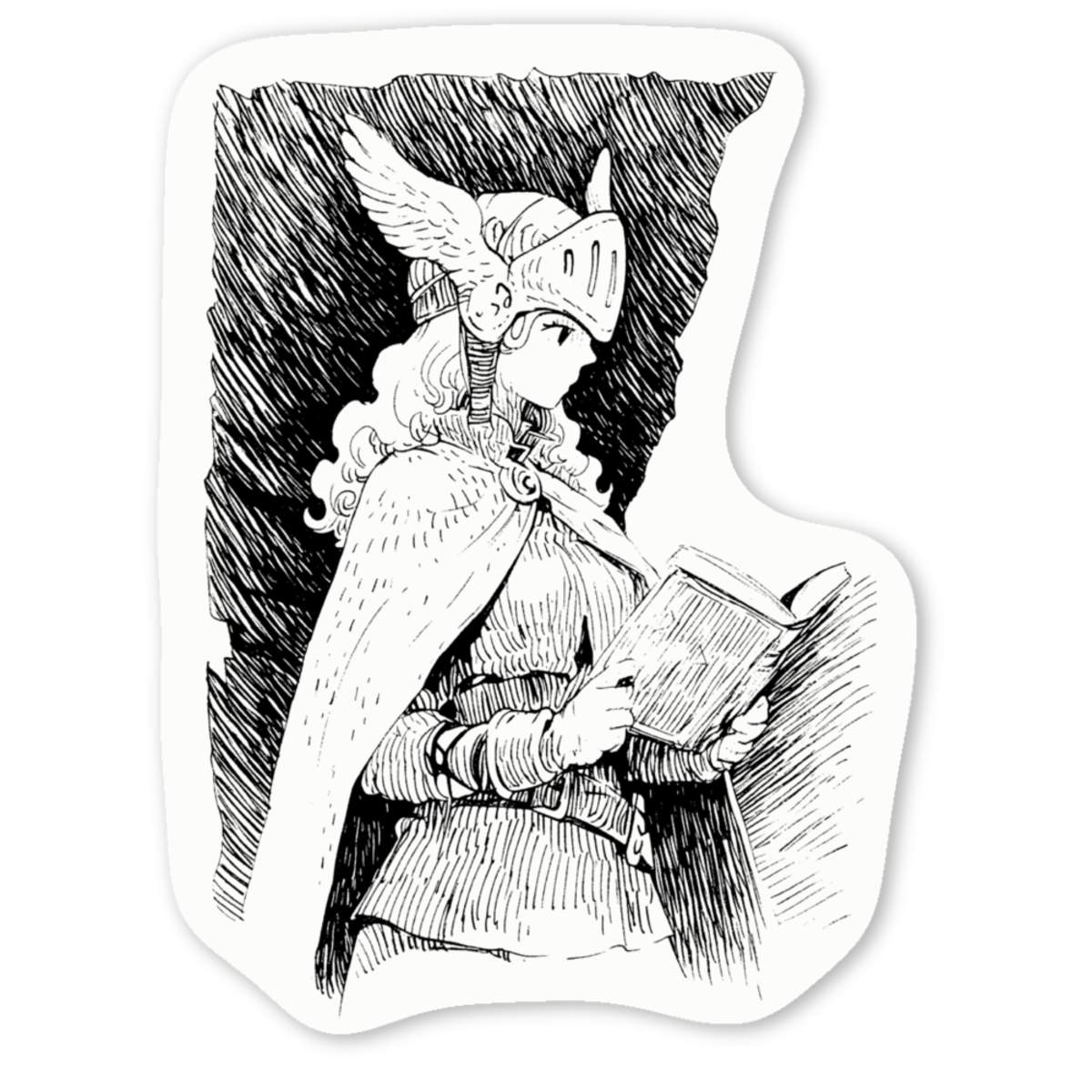 'Reading Valkyrie Knight' Premium Vinyl Decal Stickers – Waterproof, Durable & Easy to Apply - Ideal for Cars, Windows, Bins and More (DW045028)