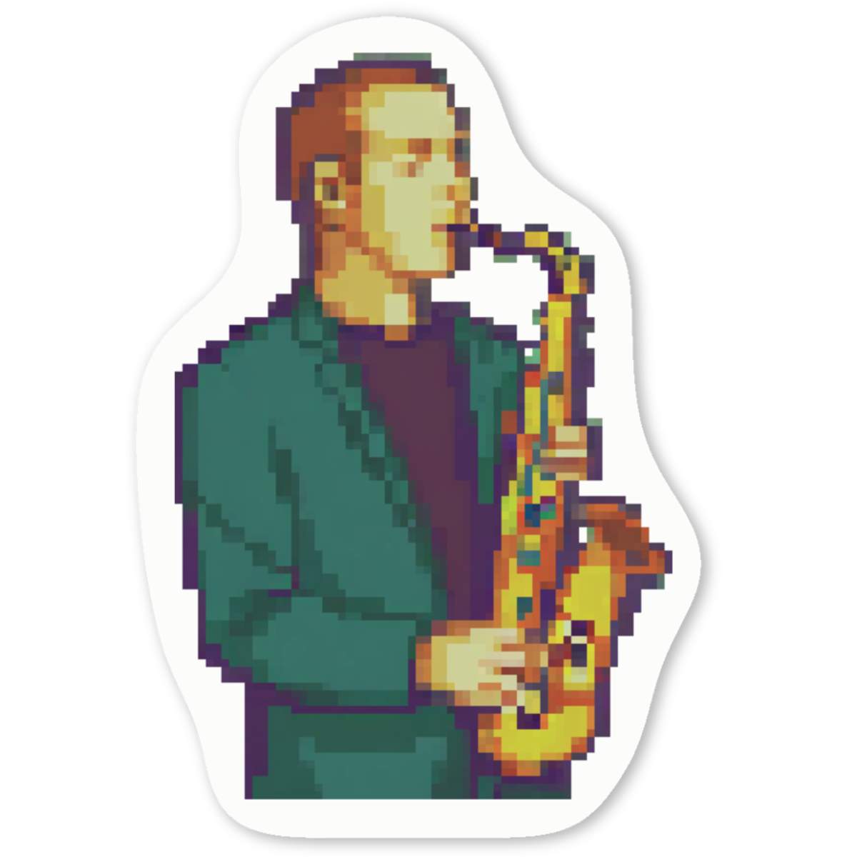 'Musician Playing Saxophone' Premium Vinyl Decal Stickers – Waterproof, Durable & Easy to Apply - Ideal for Cars, Windows, Bins and More (DW045248)