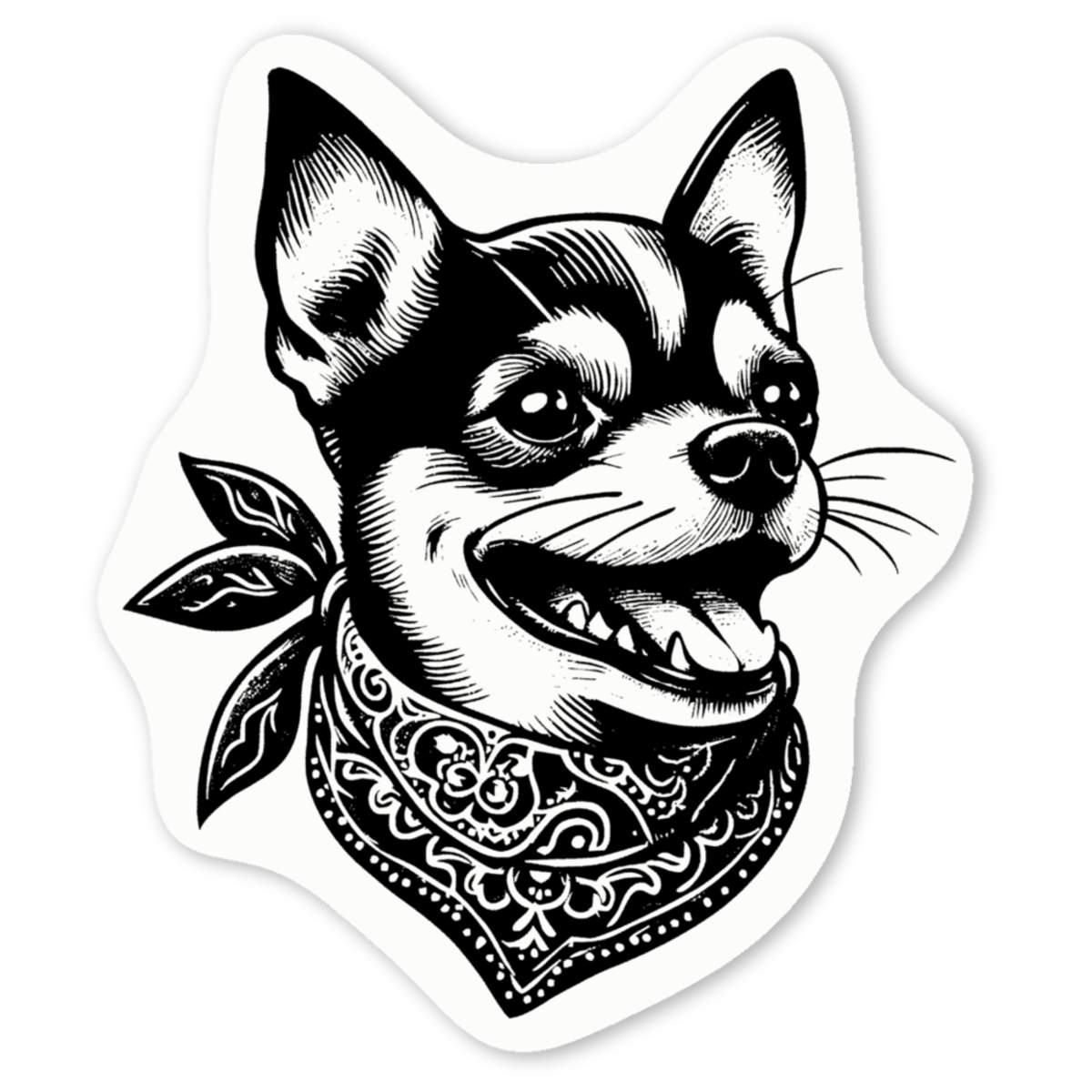 4 x 'Cool Chihuahua' White Premium Vinyl Decal Stickers – Waterproof, Durable & Easy to Apply - For Car Bumpers, Windows, Bins & More - Small (50mm) (DW00108588)
