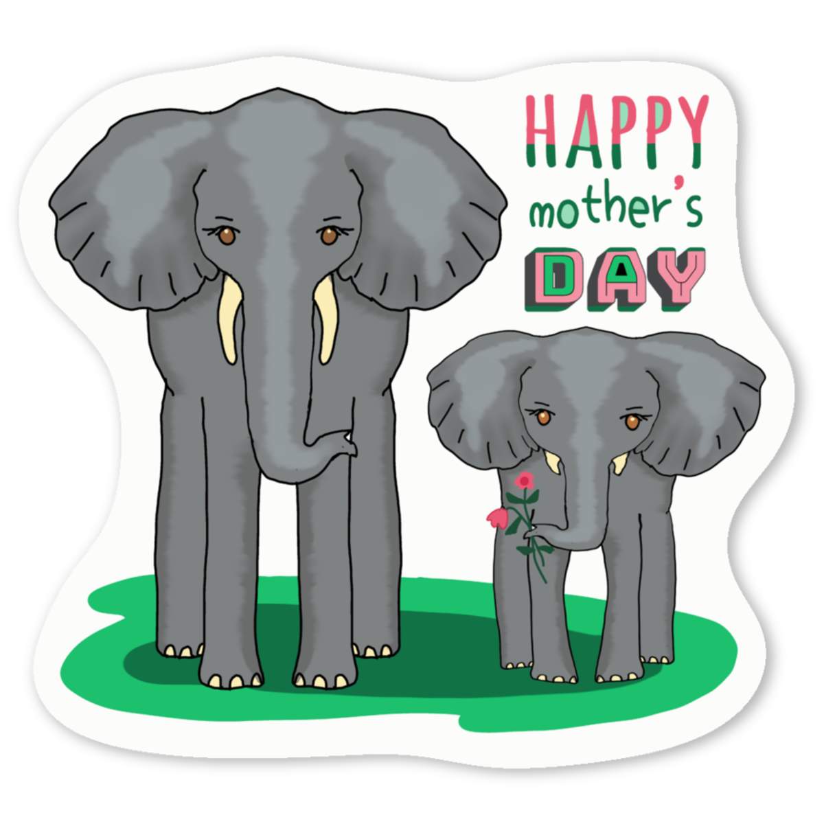 'Happy Mother's Day Elephants' Premium Vinyl Decal Stickers – Waterproof, Durable & Easy to Apply - Ideal for Cars, Windows, Bins and More (DW045628)