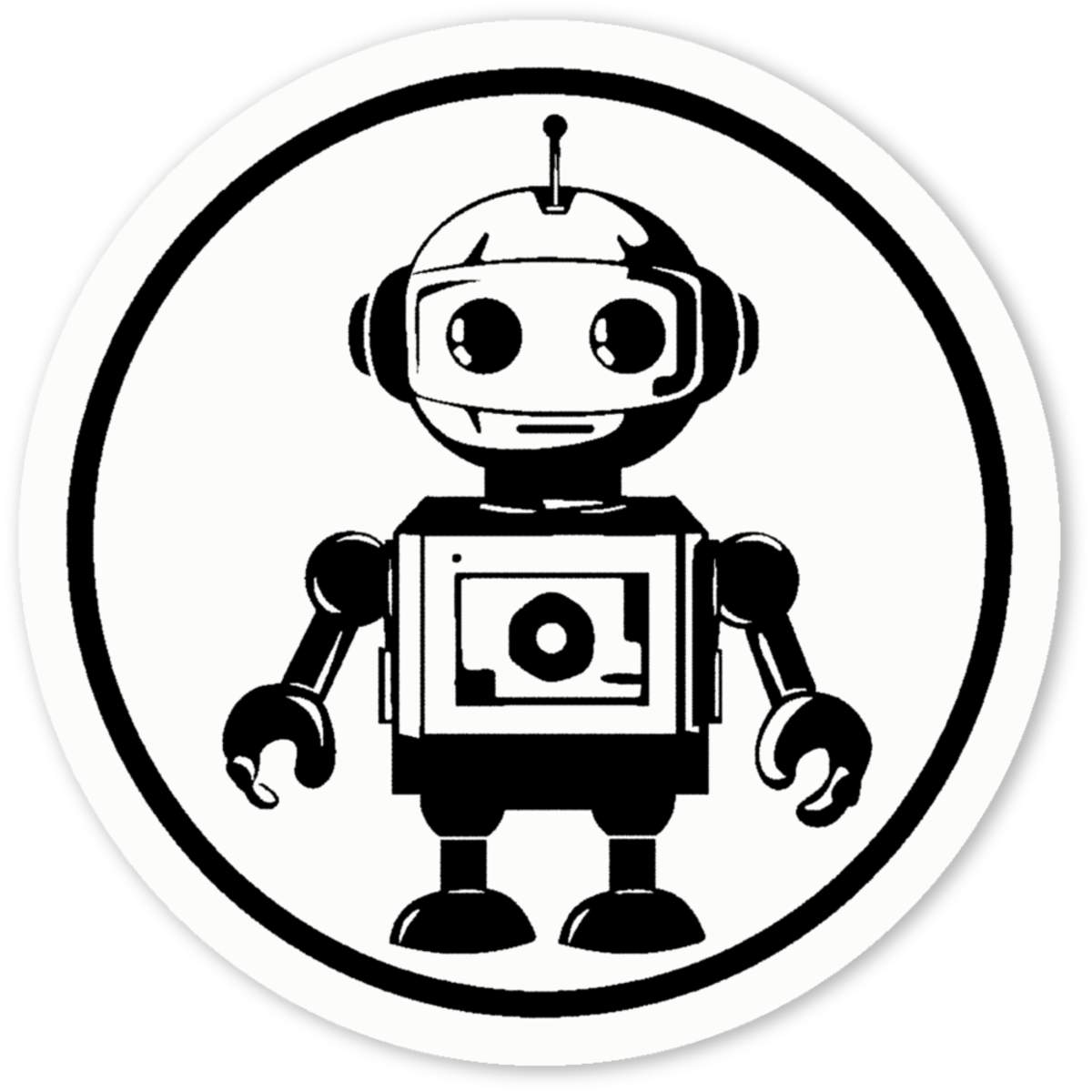 'Cute Robot' White Vinyl Decal Sticker - Waterproof Permanent Vinyl Decal for Cars, Windows and Bins (DW047297)