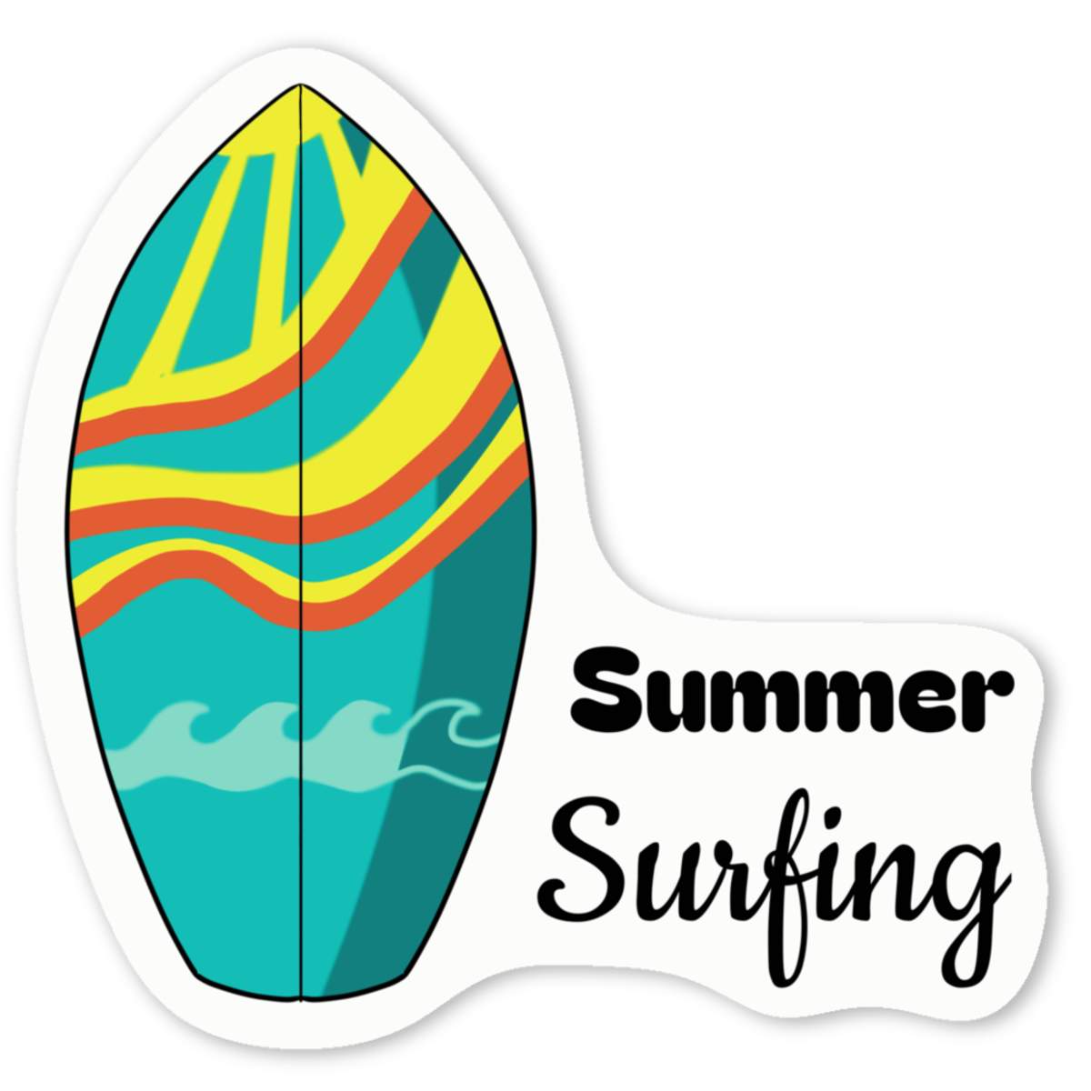 'Summer Surfing' Premium Vinyl Decal Stickers – Waterproof, Durable & Easy to Apply - Ideal for Cars, Windows, Bins and More (DW047449)