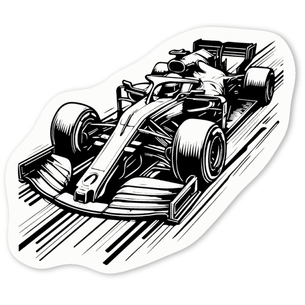 4 x 'Racing Car' White Premium Vinyl Decal Stickers – Waterproof, Durable & Easy to Apply - For Car Bumpers, Windows, Bins & More - Small (50mm) (DW00116660)