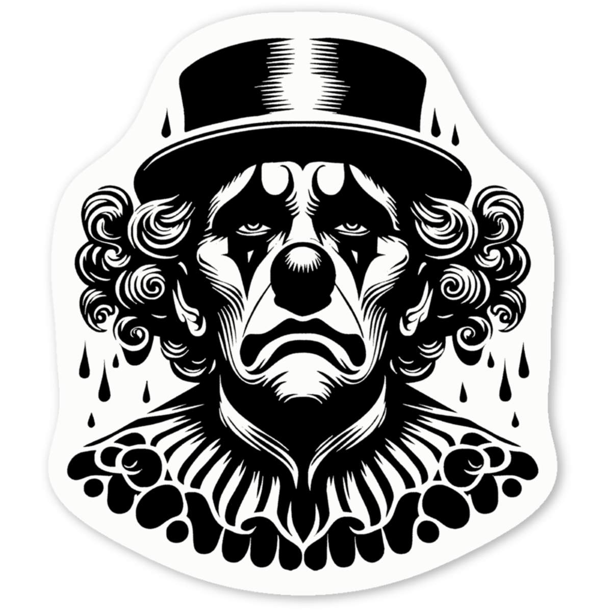 'Circus Clown In The Rain' Premium Vinyl Decal Stickers – Waterproof, Durable & Easy to Apply - Ideal for Cars, Windows, Bins and More (DW047747)