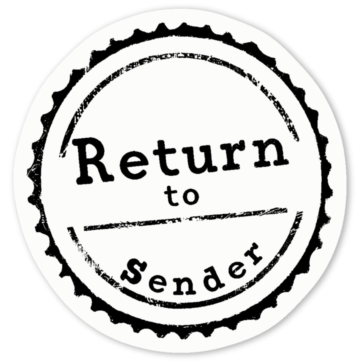4 x 'Return to Sender' White Premium Vinyl Decal Stickers – Waterproof, Durable & Easy to Apply - For Car Bumpers, Windows, Bins & More - Small (50mm) (DW00117716)
