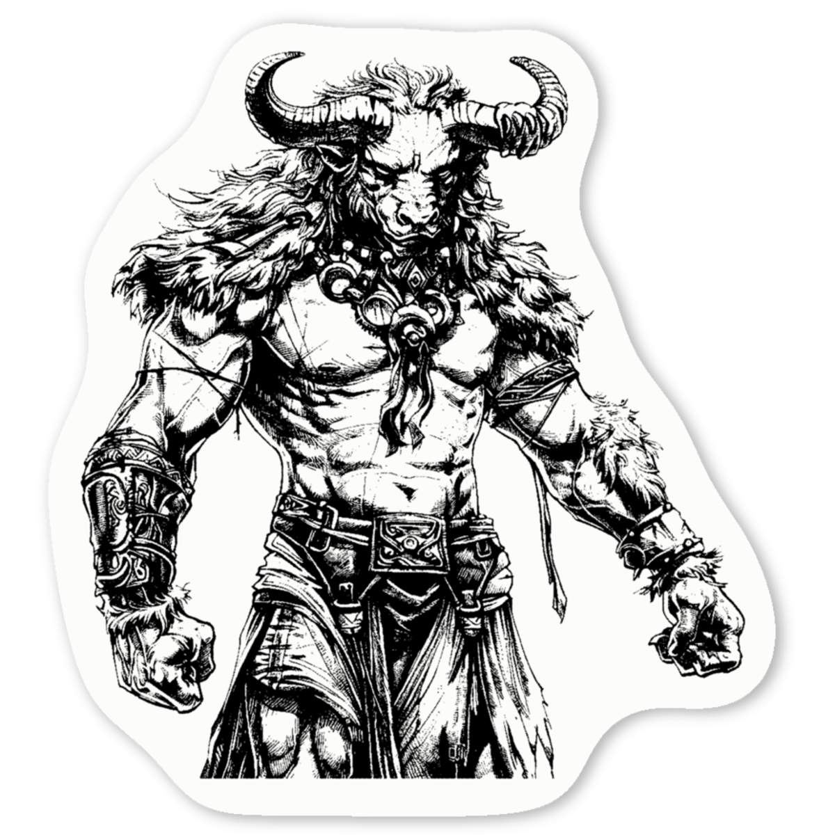'Minotaur Standing' Premium Vinyl Decal Stickers – Waterproof, Durable & Easy to Apply - Ideal for Cars, Windows, Bins and More (DW047988)
