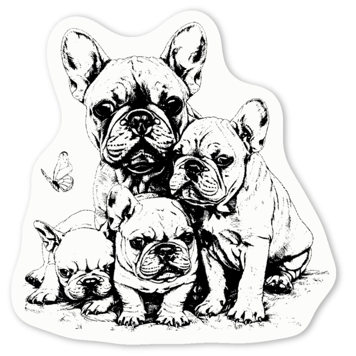 'French Bulldog Mother with Puppies' Premium Vinyl Decal Stickers – Waterproof, Durable & Easy to Apply - Ideal for Cars, Windows, Bins and More (DW048058)