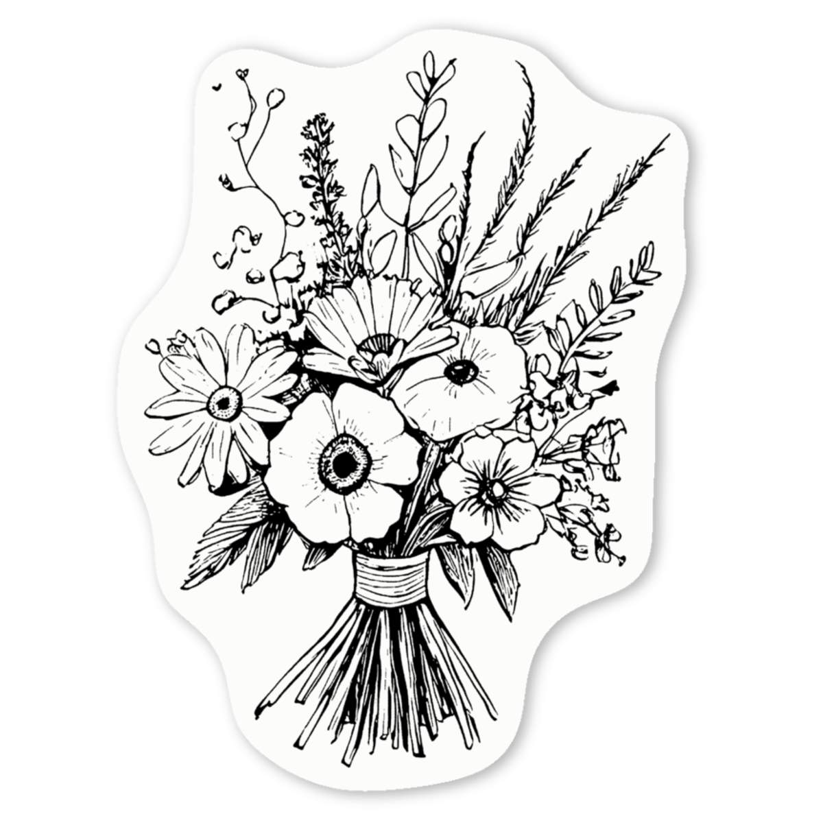 'Tied Flower Bouquet' Premium Vinyl Decal Stickers – Waterproof, Durable & Easy to Apply - Ideal for Cars, Windows, Bins and More (DW048282)