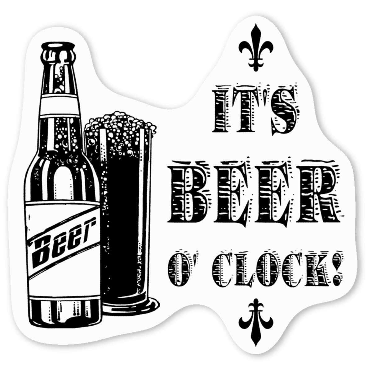 'It's Beer O' Clock' Premium Vinyl Decal Stickers – Waterproof, Durable & Easy to Apply - Ideal for Cars, Windows, Bins and More (DW048571)