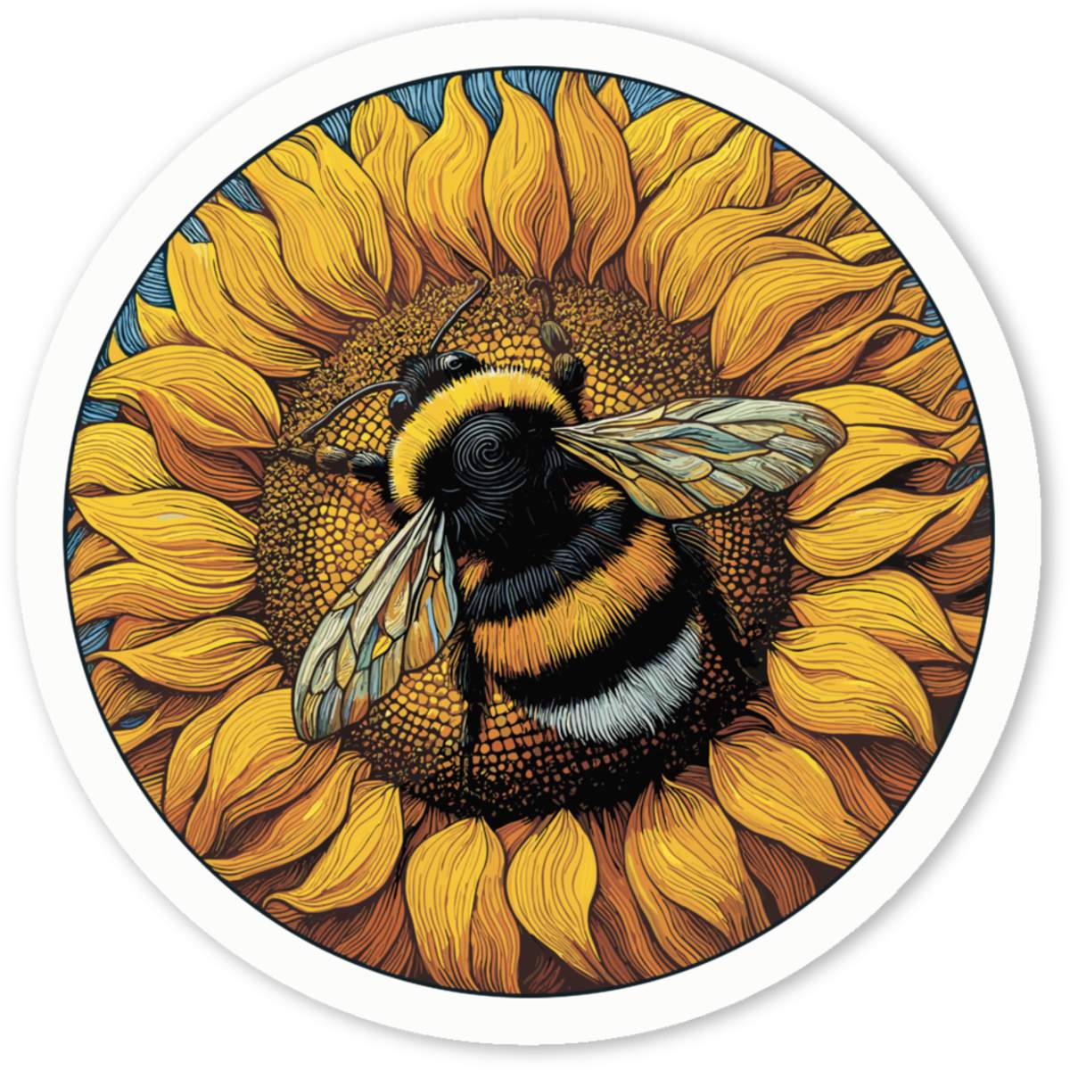 'Bumblebee & Sunflower' Premium Vinyl Decal Stickers – Waterproof, Durable & Easy to Apply - Ideal for Cars, Windows, Bins and More (DW048775)